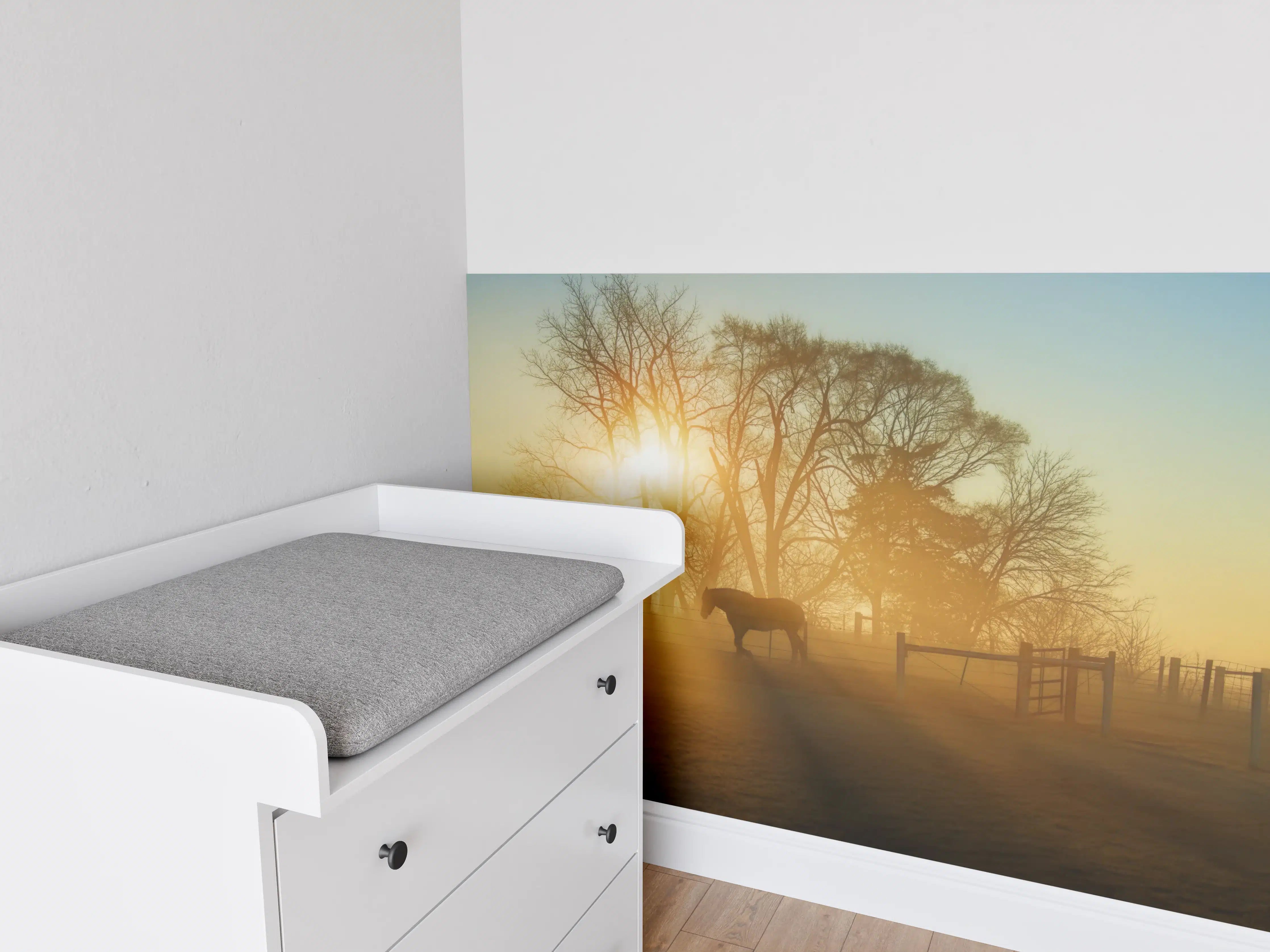 Babyzimmer Wandgestaltung - Pferd in der Morgendämmerung