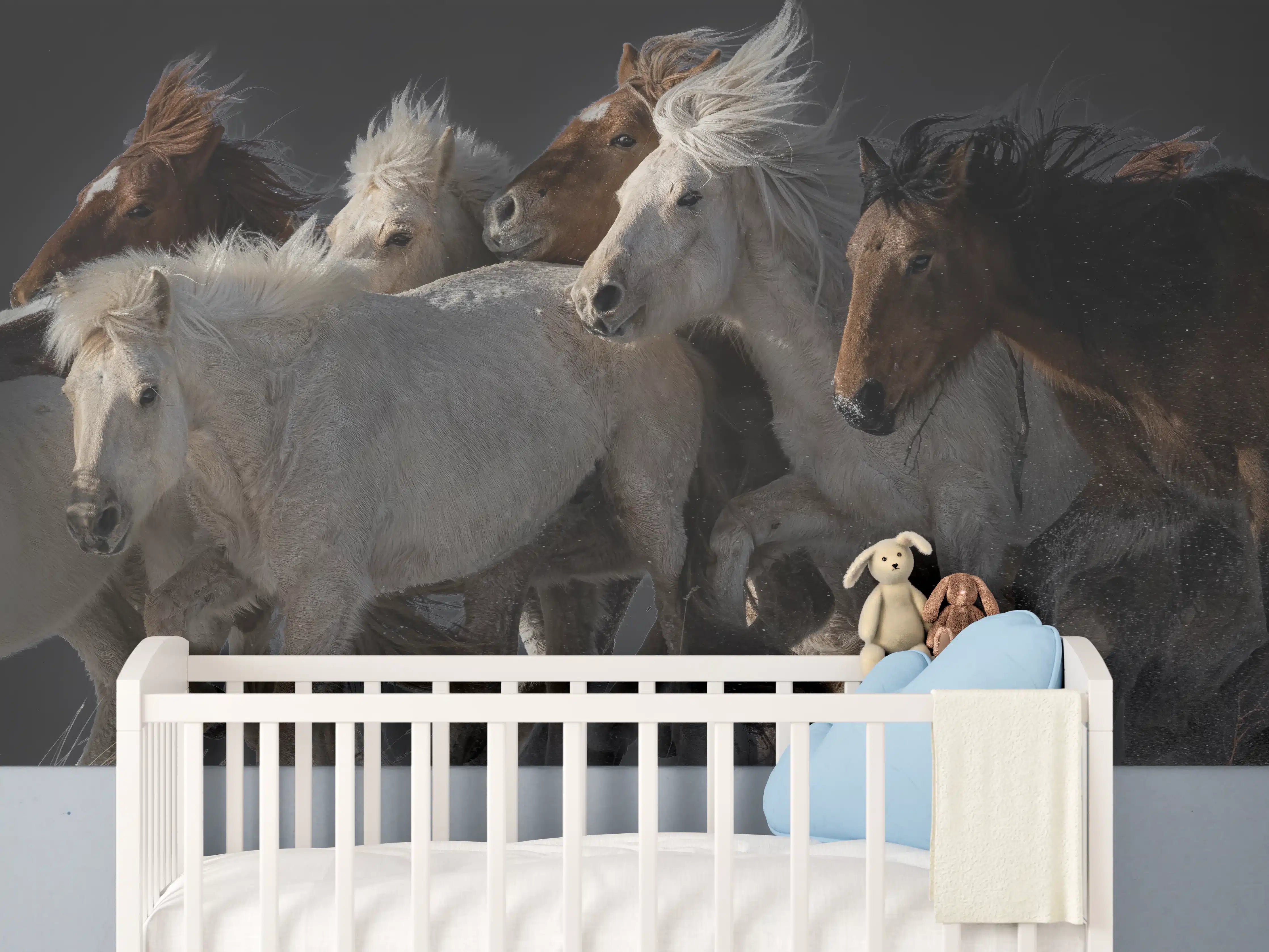 Babyzimmer Wandgestaltung - Pferdeherde 