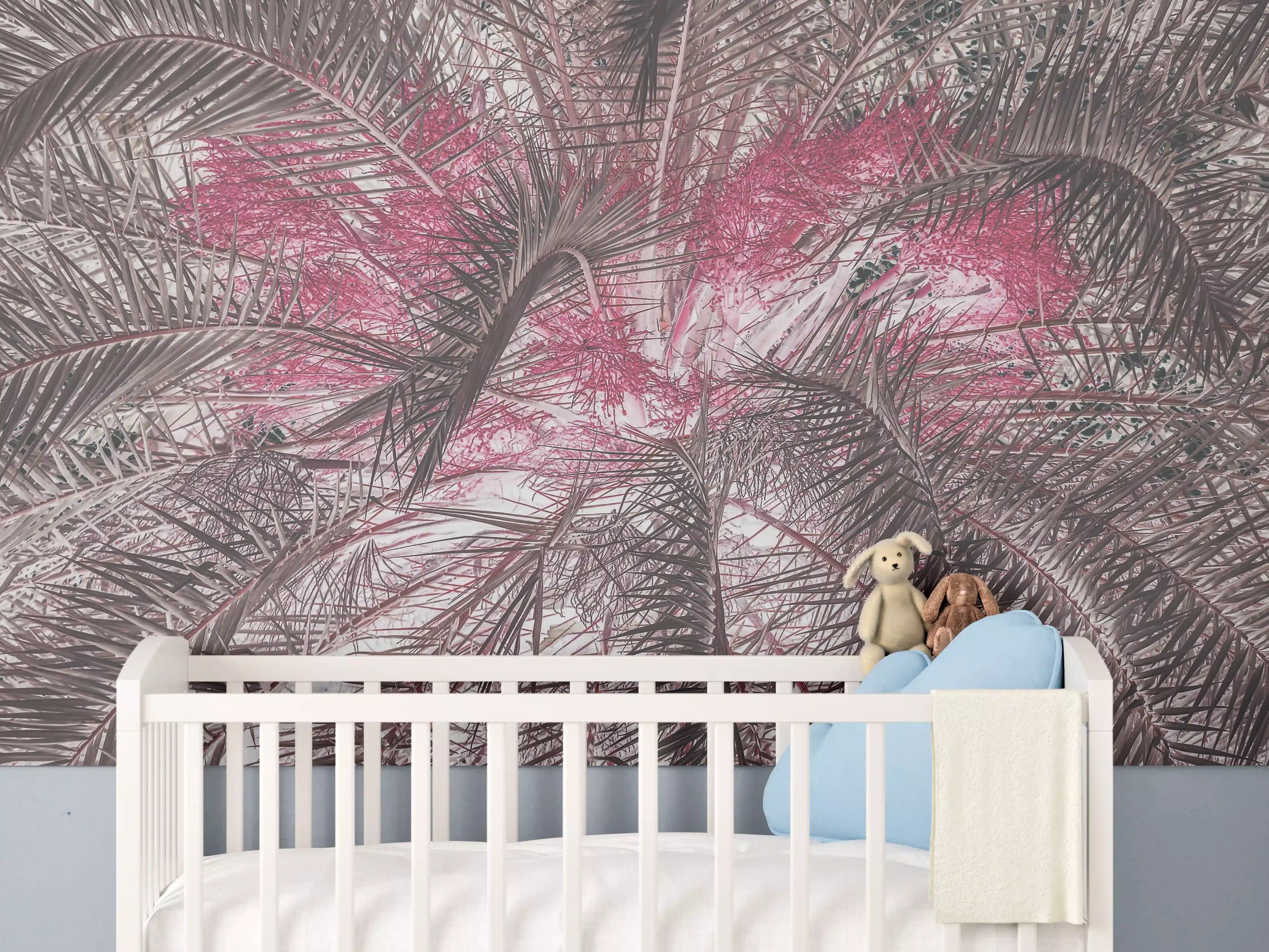 Babyzimmer Wandgestaltung - Pink-Purple Palm Leaf Texture