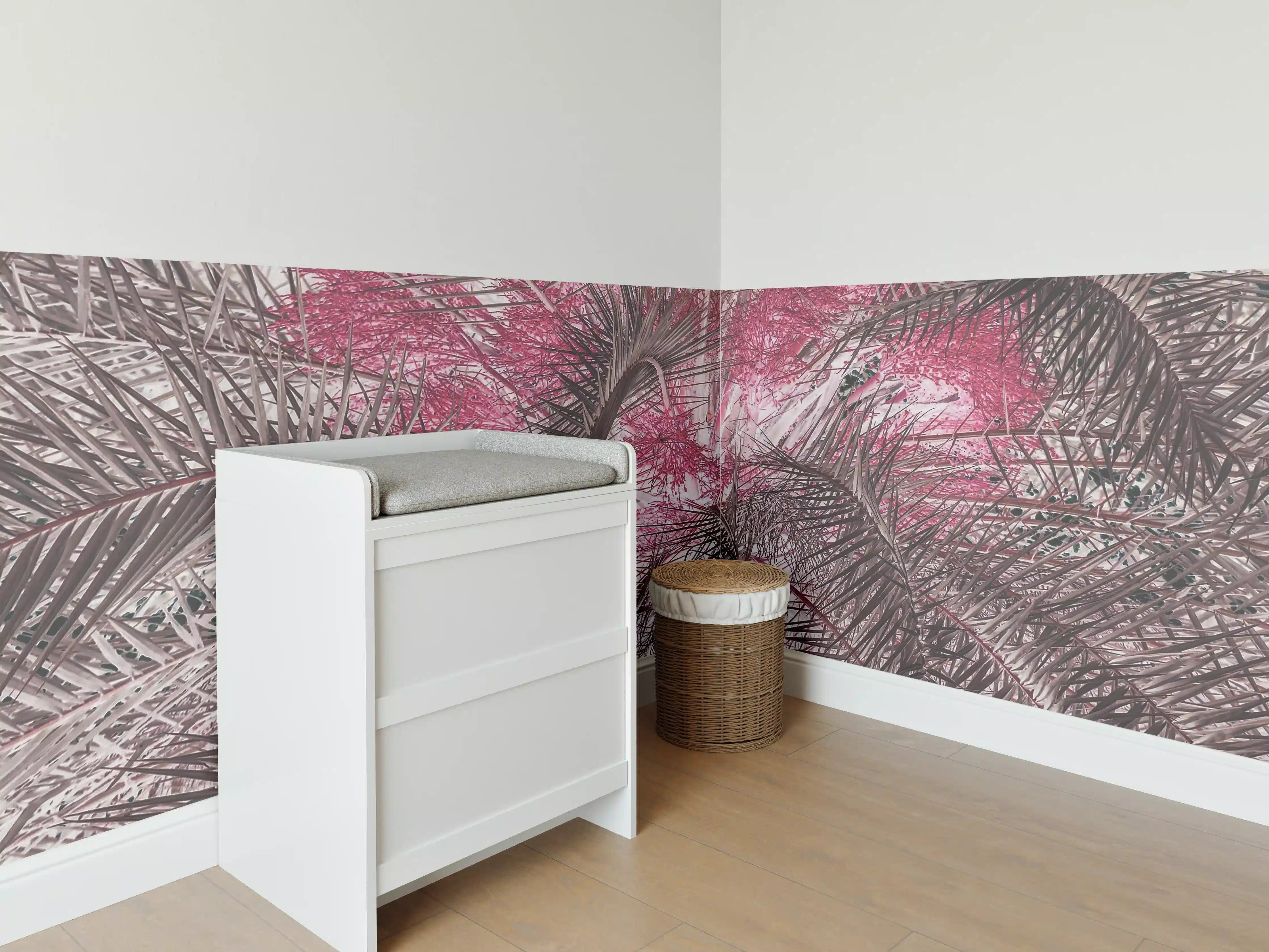 Babyzimmer Wandgestaltung - Pink-Purple Palm Leaf Texture