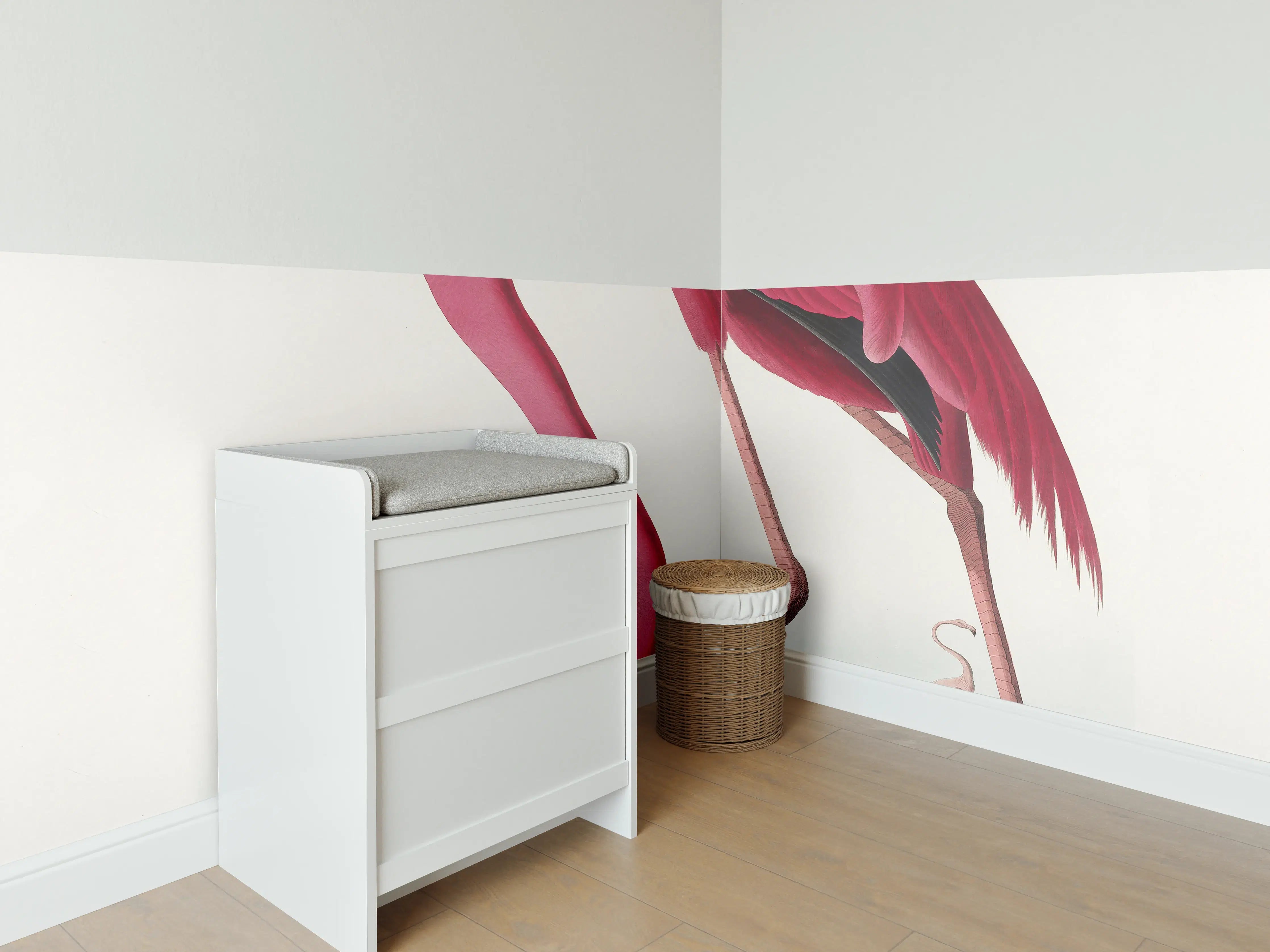 Babyzimmer Wandgestaltung - Pinker Flamingo - John James Audubon