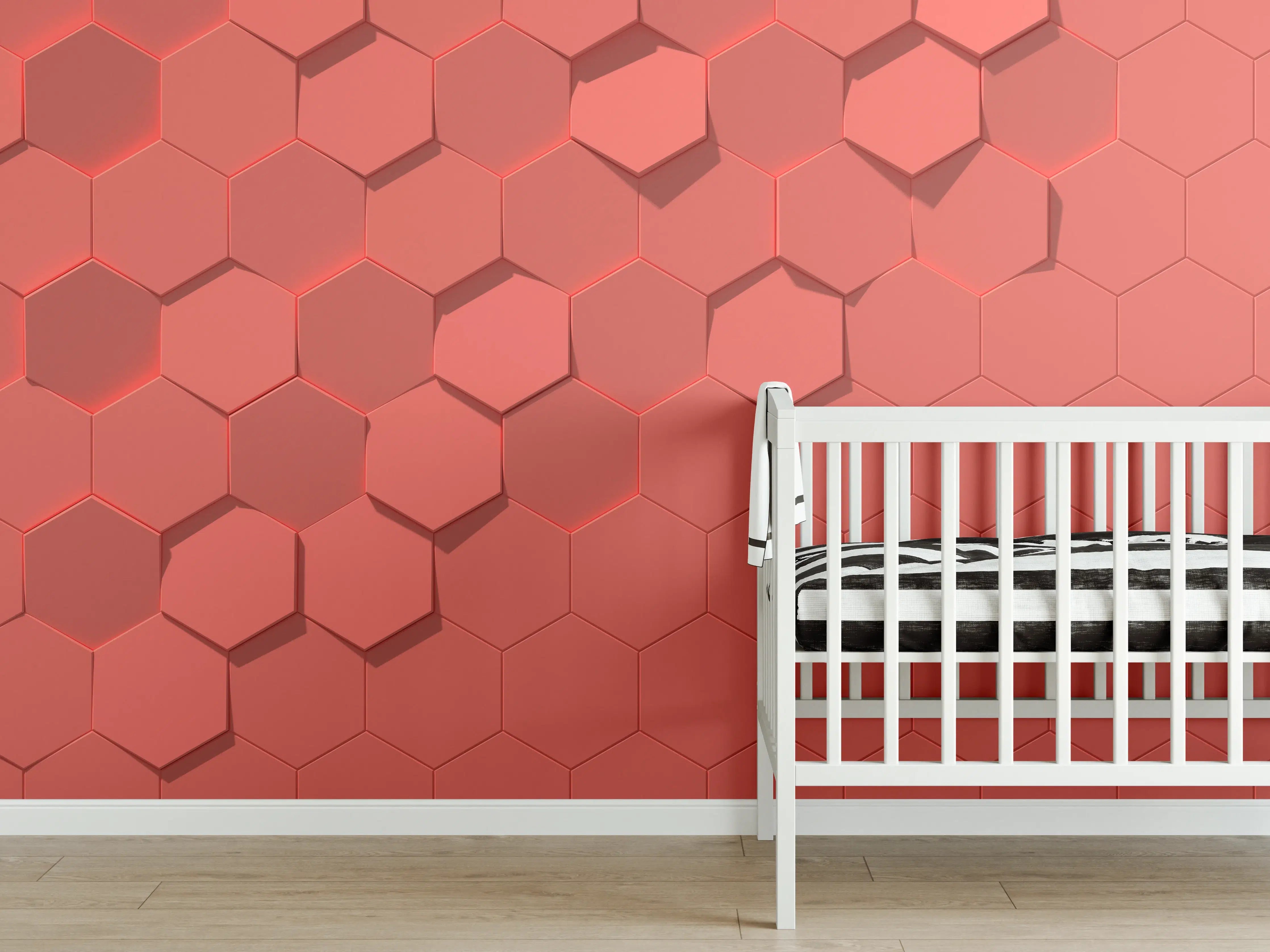 Babyzimmer Wandgestaltung - Pinkes Sechseck Muster