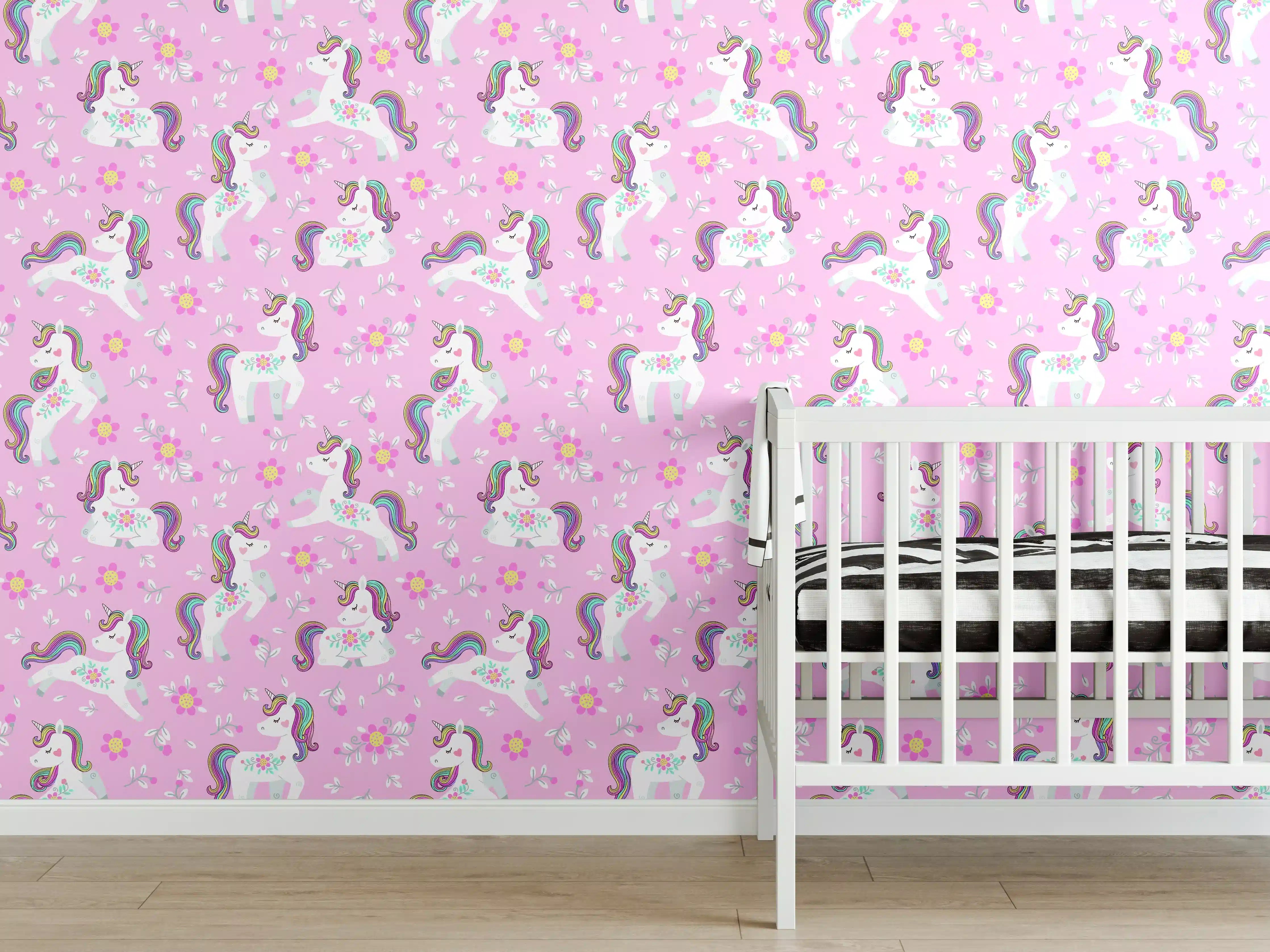 Babyzimmer Wandgestaltung - Pixar-inspirierte Einhorn-Wandgestaltung in Pastellfarben