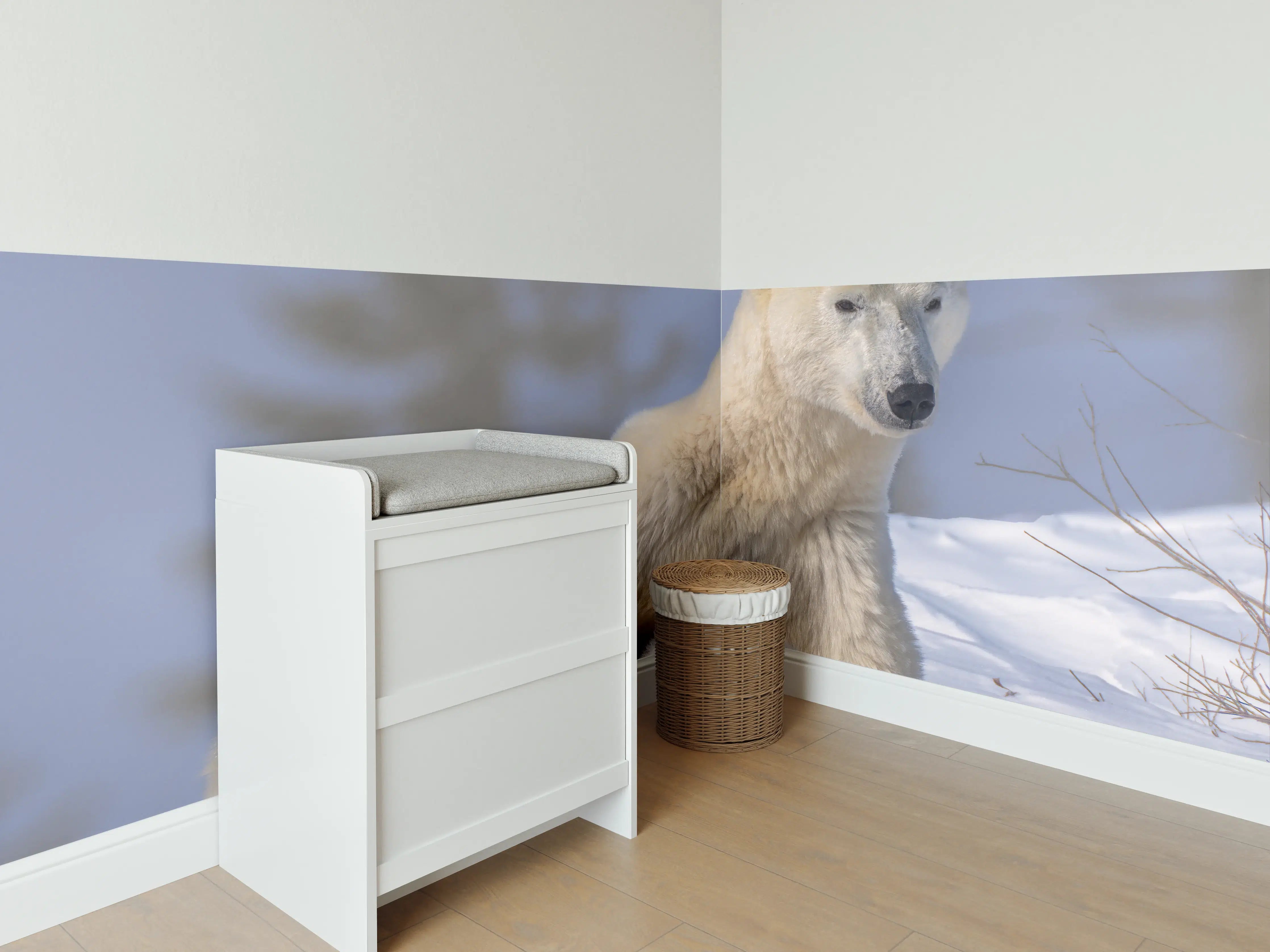 Babyzimmer Wandgestaltung - Polarbären Familie im Schnee