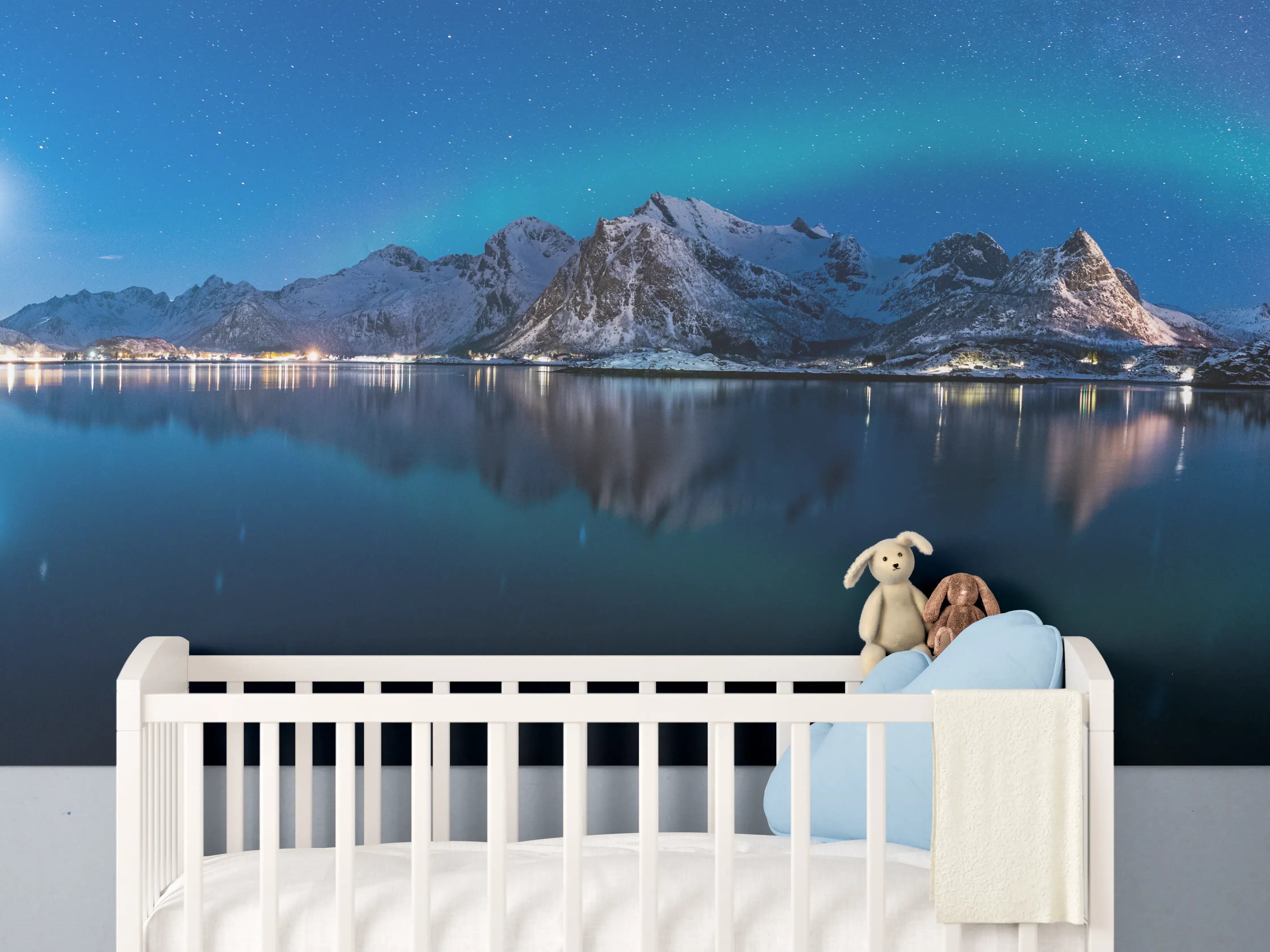Babyzimmer Wandgestaltung - Polarlichter am Himmel von Norwegen