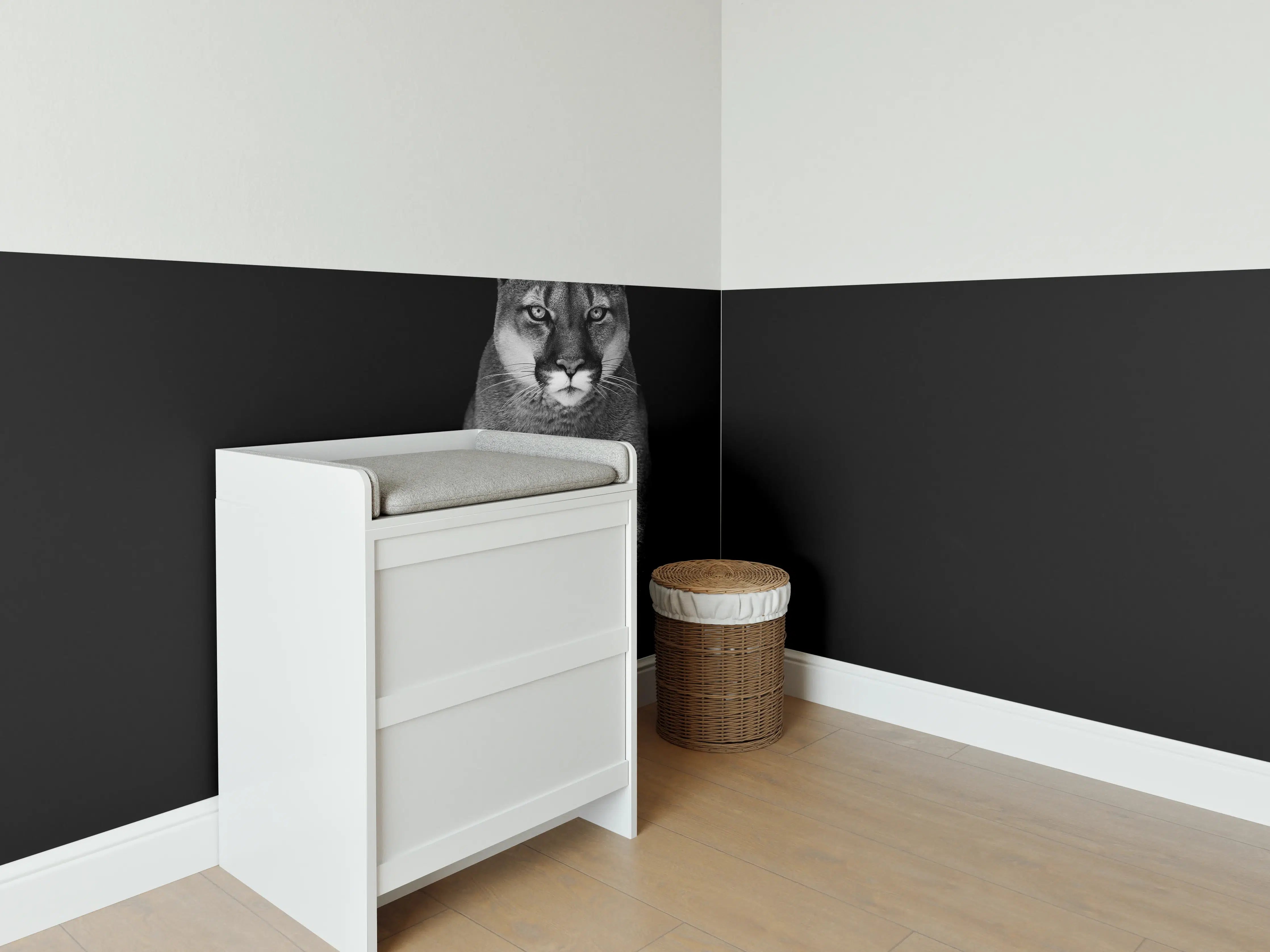 Babyzimmer Wandgestaltung - Porträt des Bergpumas