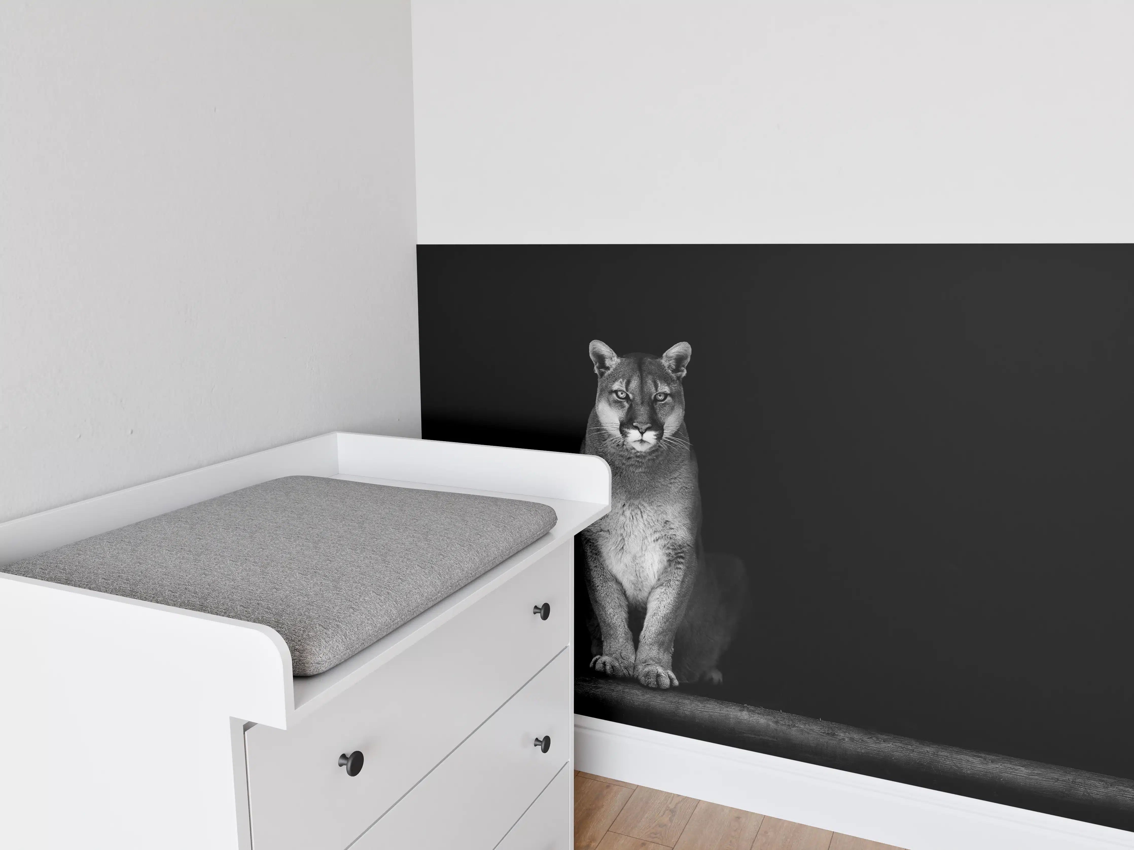 Babyzimmer Wandgestaltung - Porträt des Bergpumas