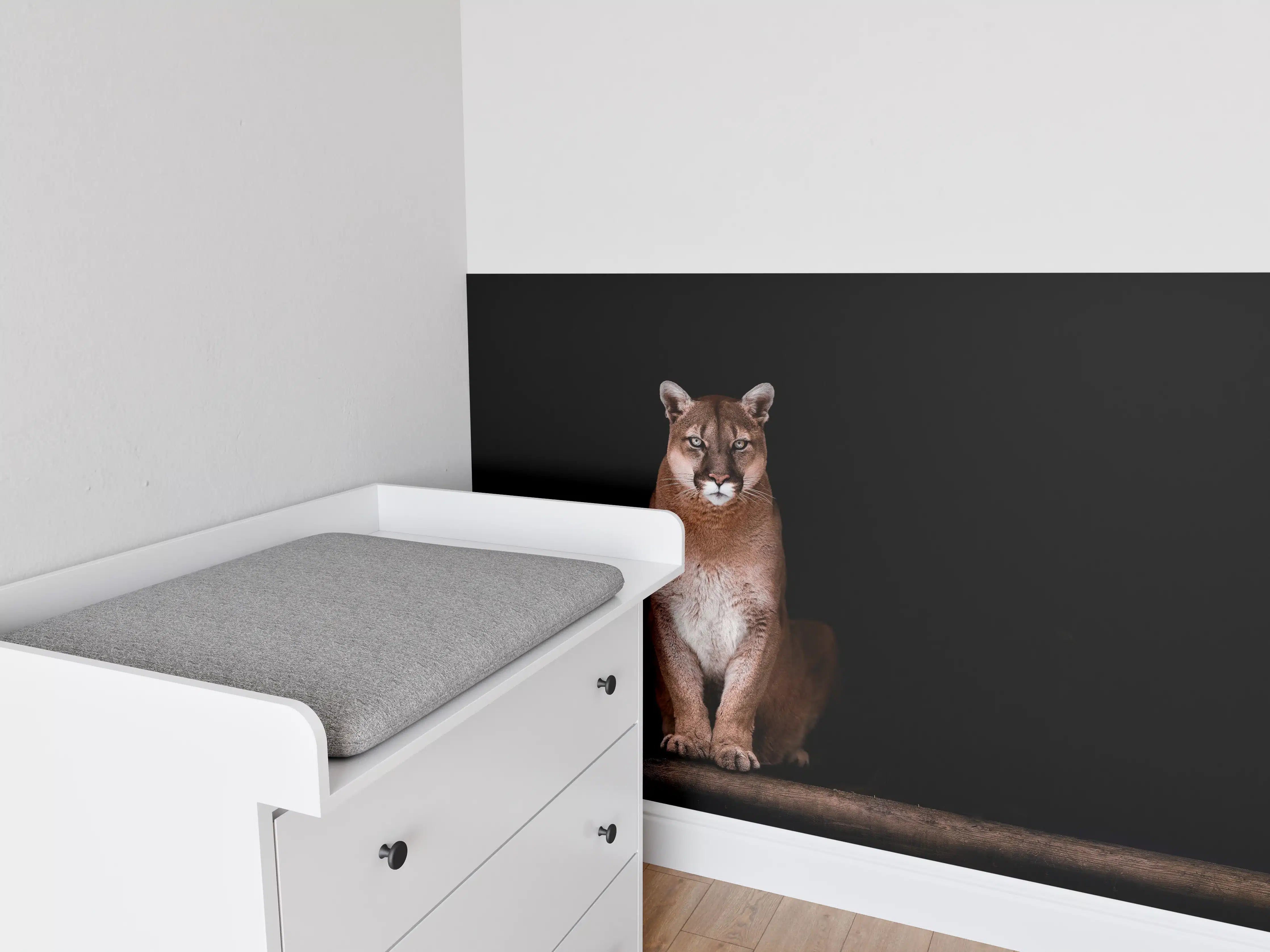 Babyzimmer Wandgestaltung - Porträt des schönen Pumas