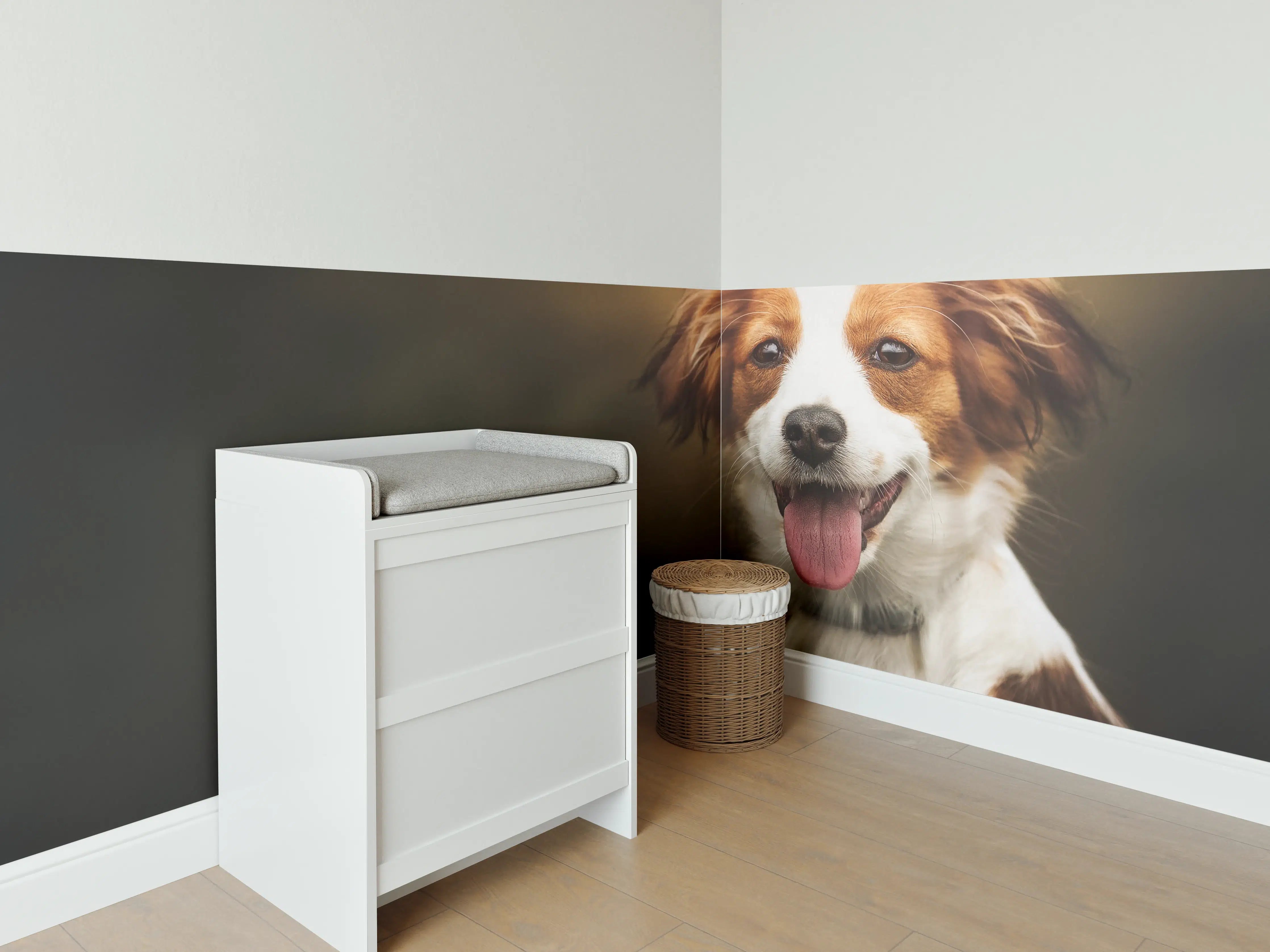 Babyzimmer Wandgestaltung - Porträt eines niedlichen Kooiker-Hundes