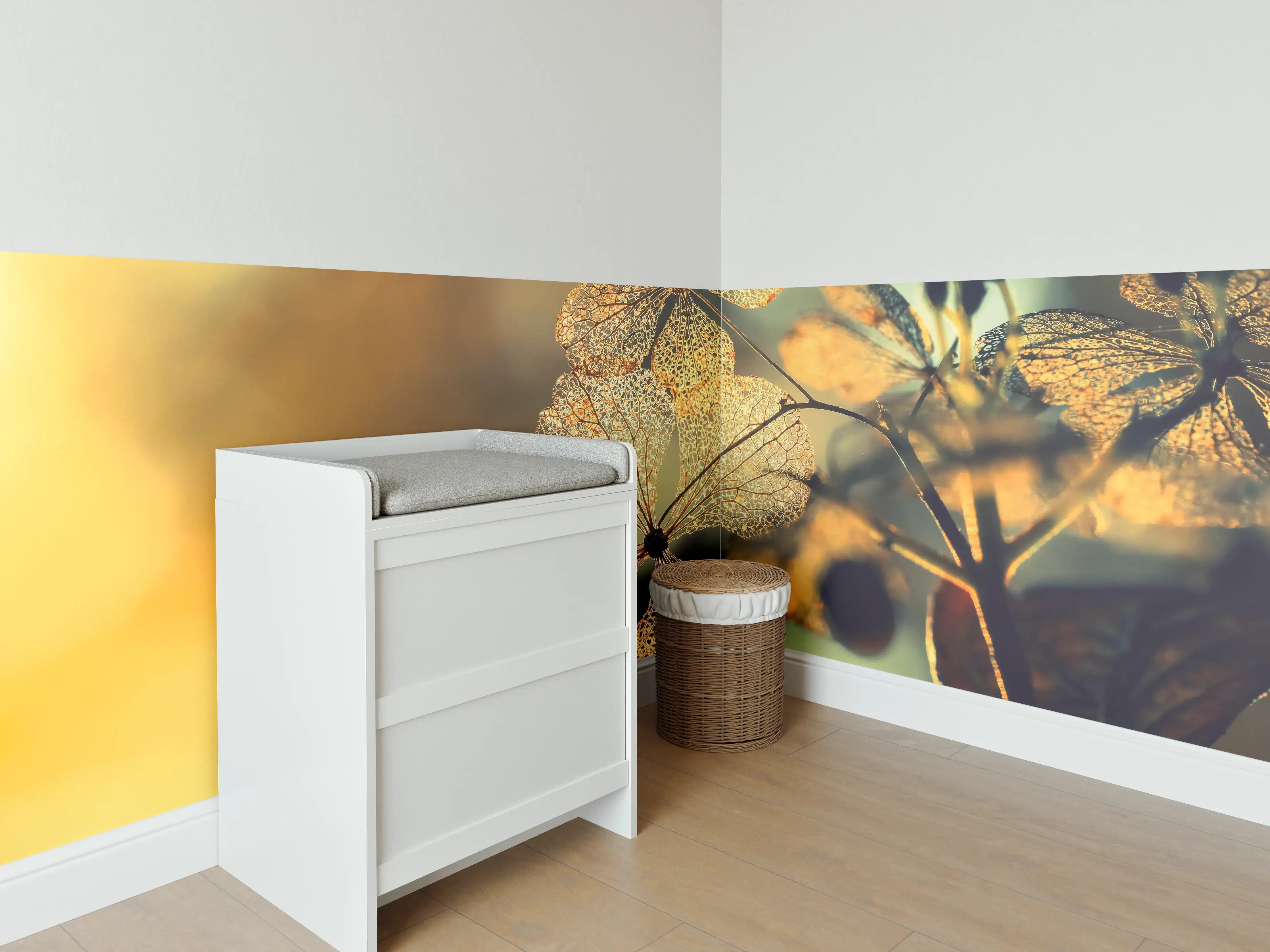Babyzimmer Wandgestaltung - Prächtige Hortensienblüten 