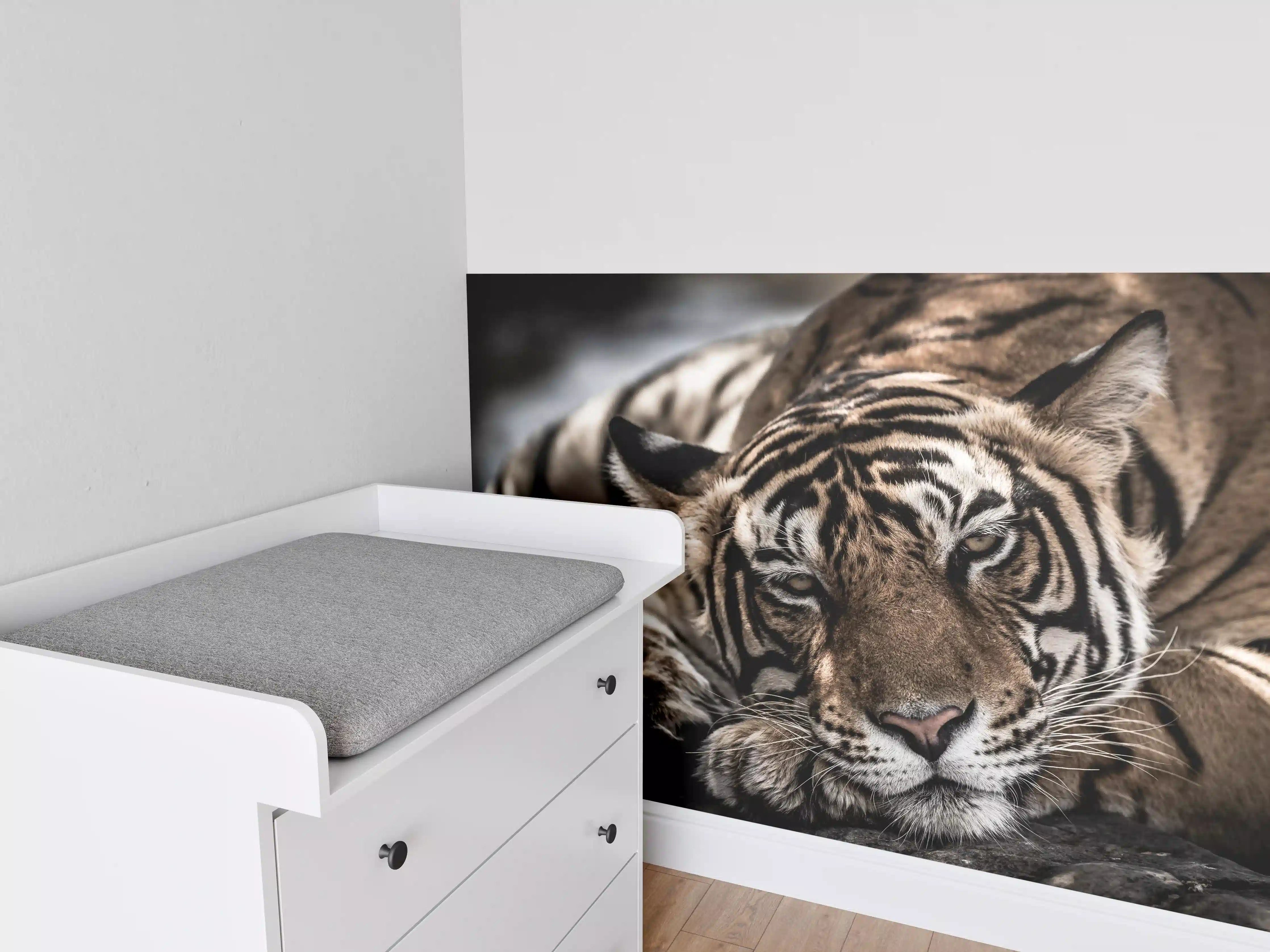 Babyzimmer Wandgestaltung - Prächtiger Tiger in Ruhe