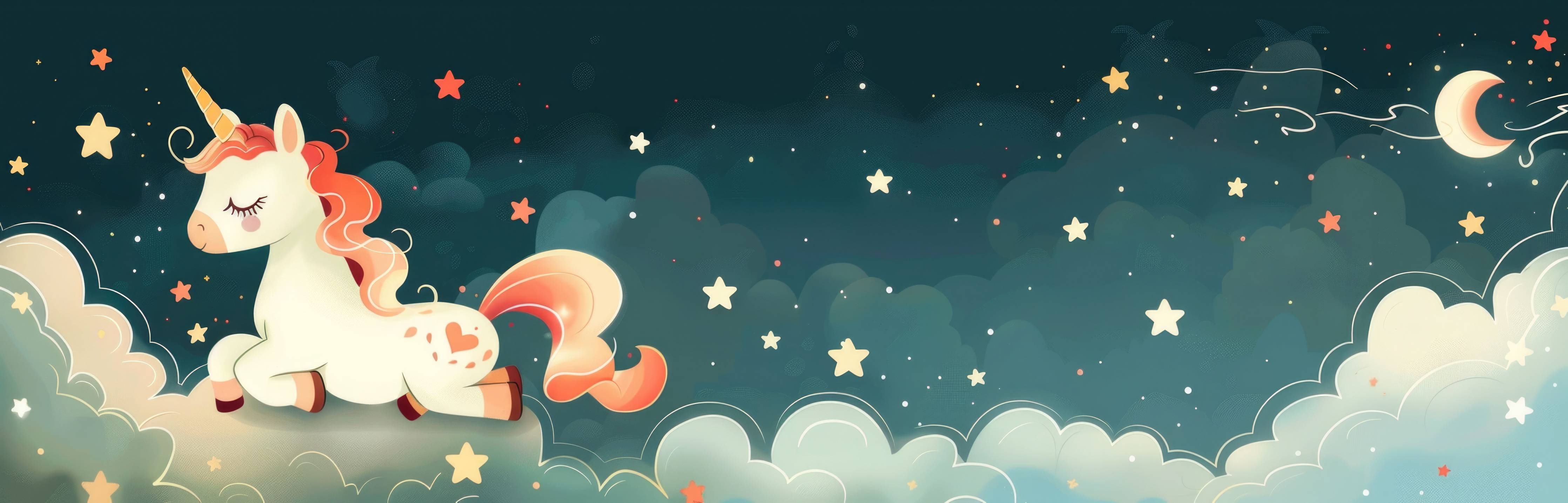 Babyzimmer Wandgestaltung-Prinzessin Unicorn im Sternenhimmel