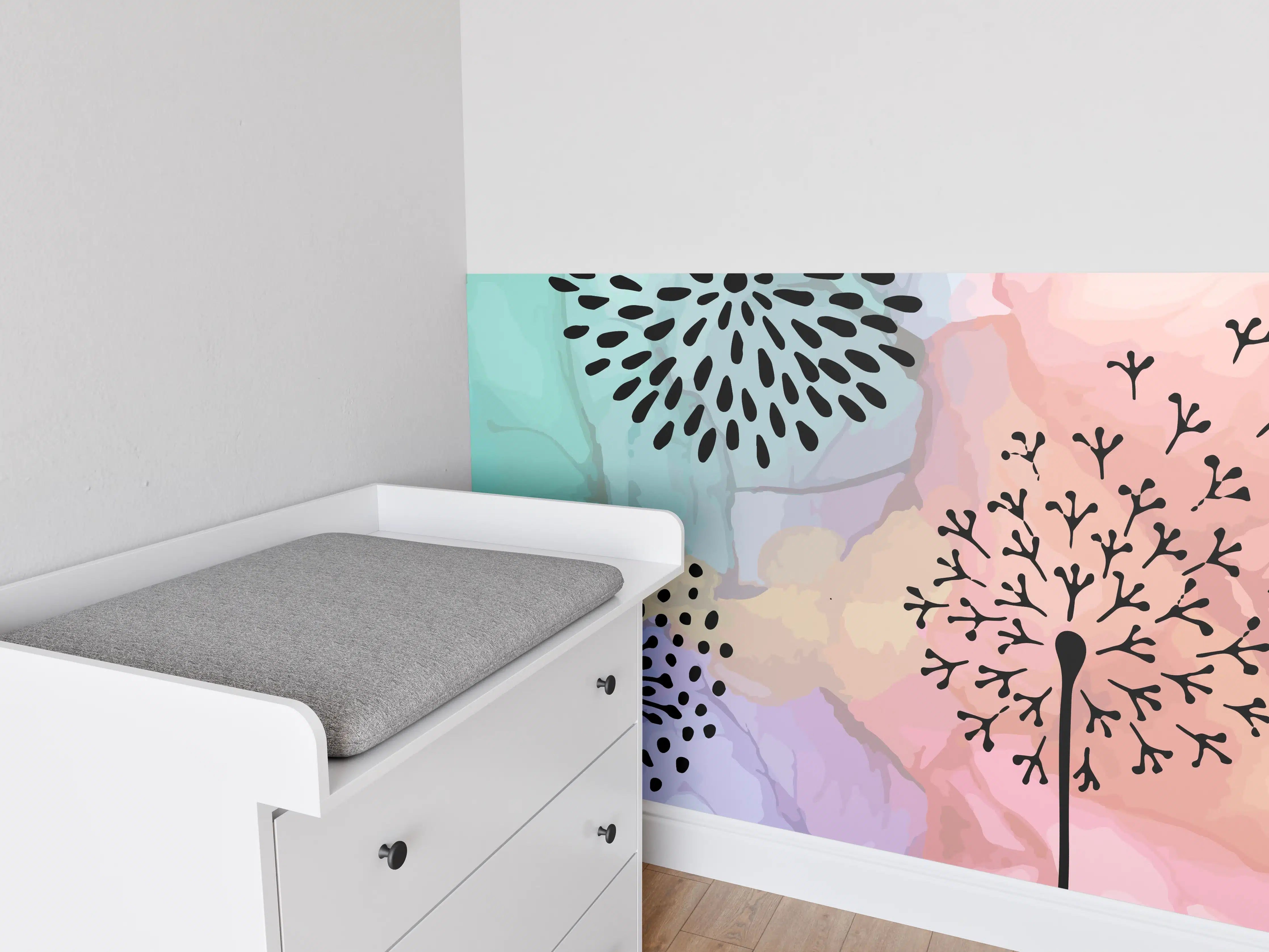 Babyzimmer Wandgestaltung - Pusteblume Aquarell