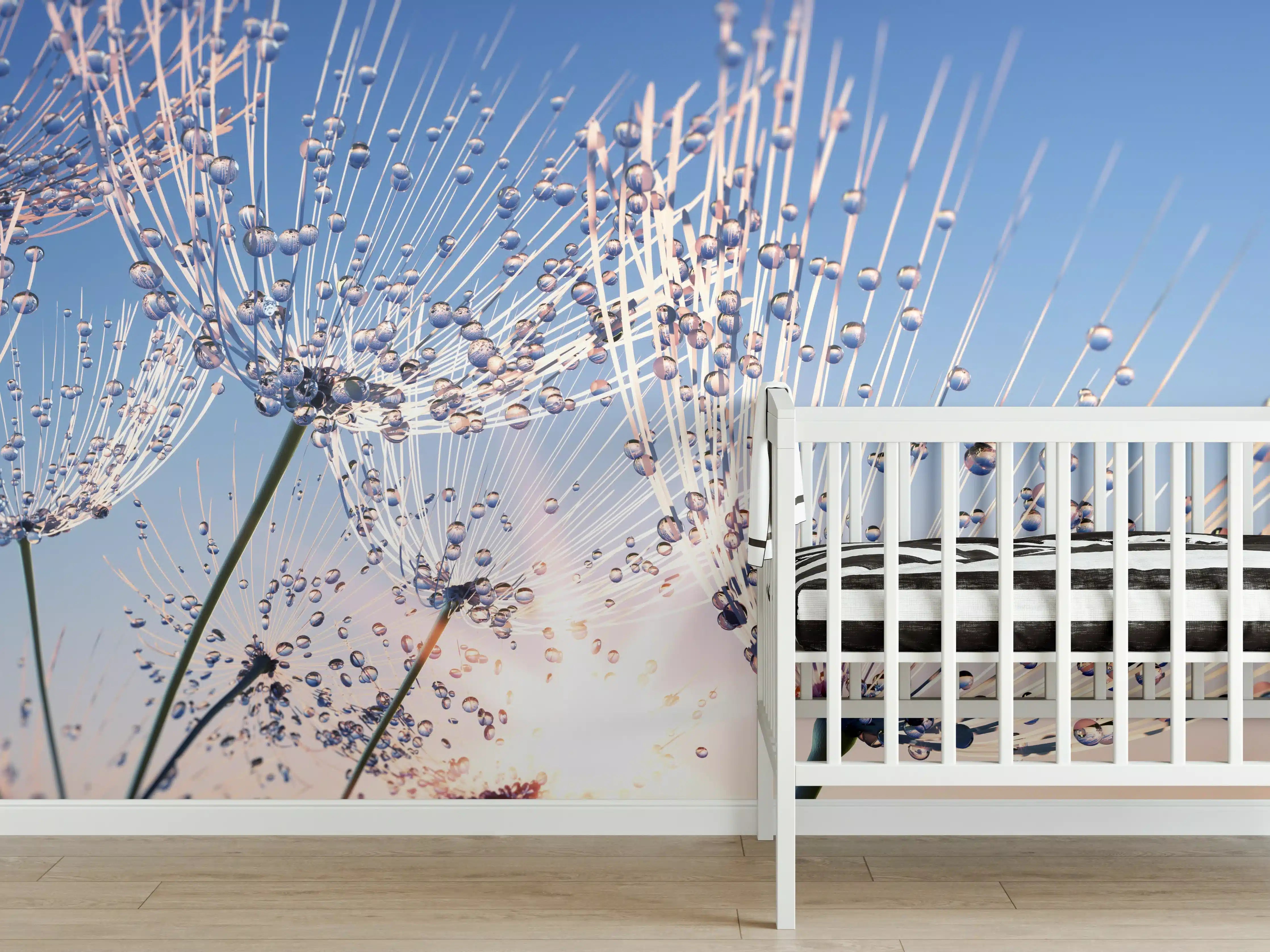 Babyzimmer Wandgestaltung - Pusteblume mit Tautropfen