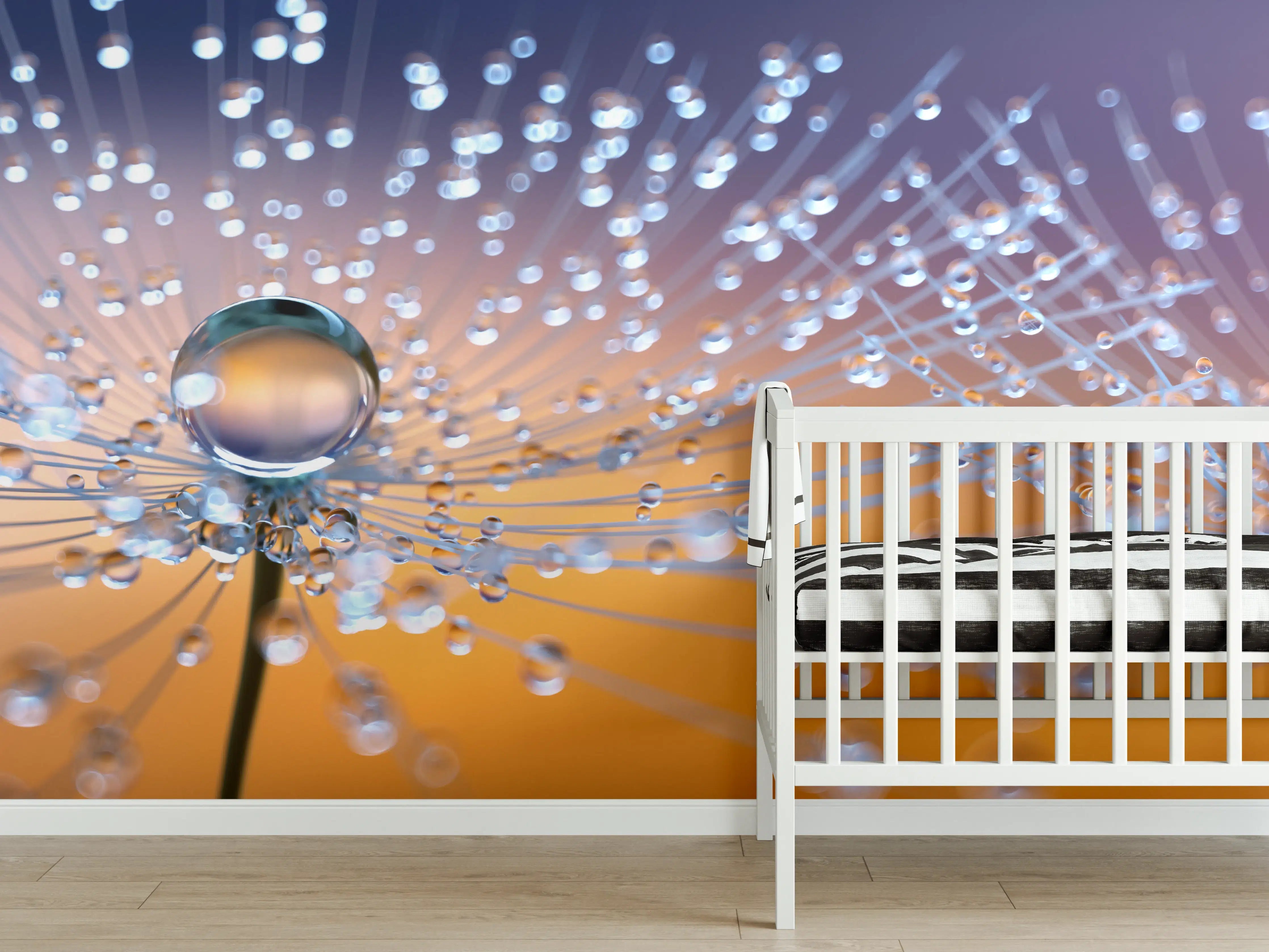 Babyzimmer Wandgestaltung - Pusteblumen mit Tau