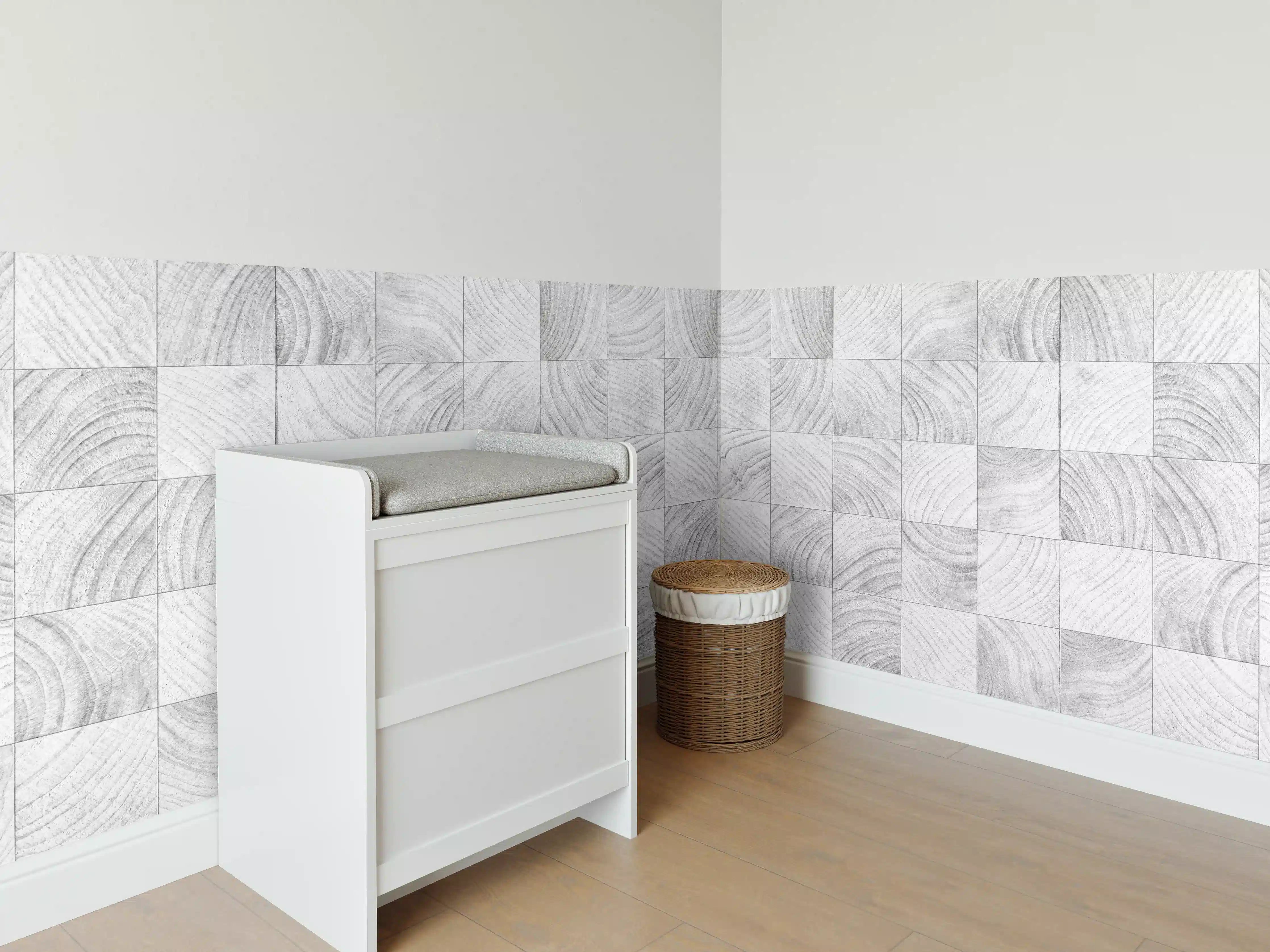 Babyzimmer Wandgestaltung - Quadratische Holzartige Fliesen