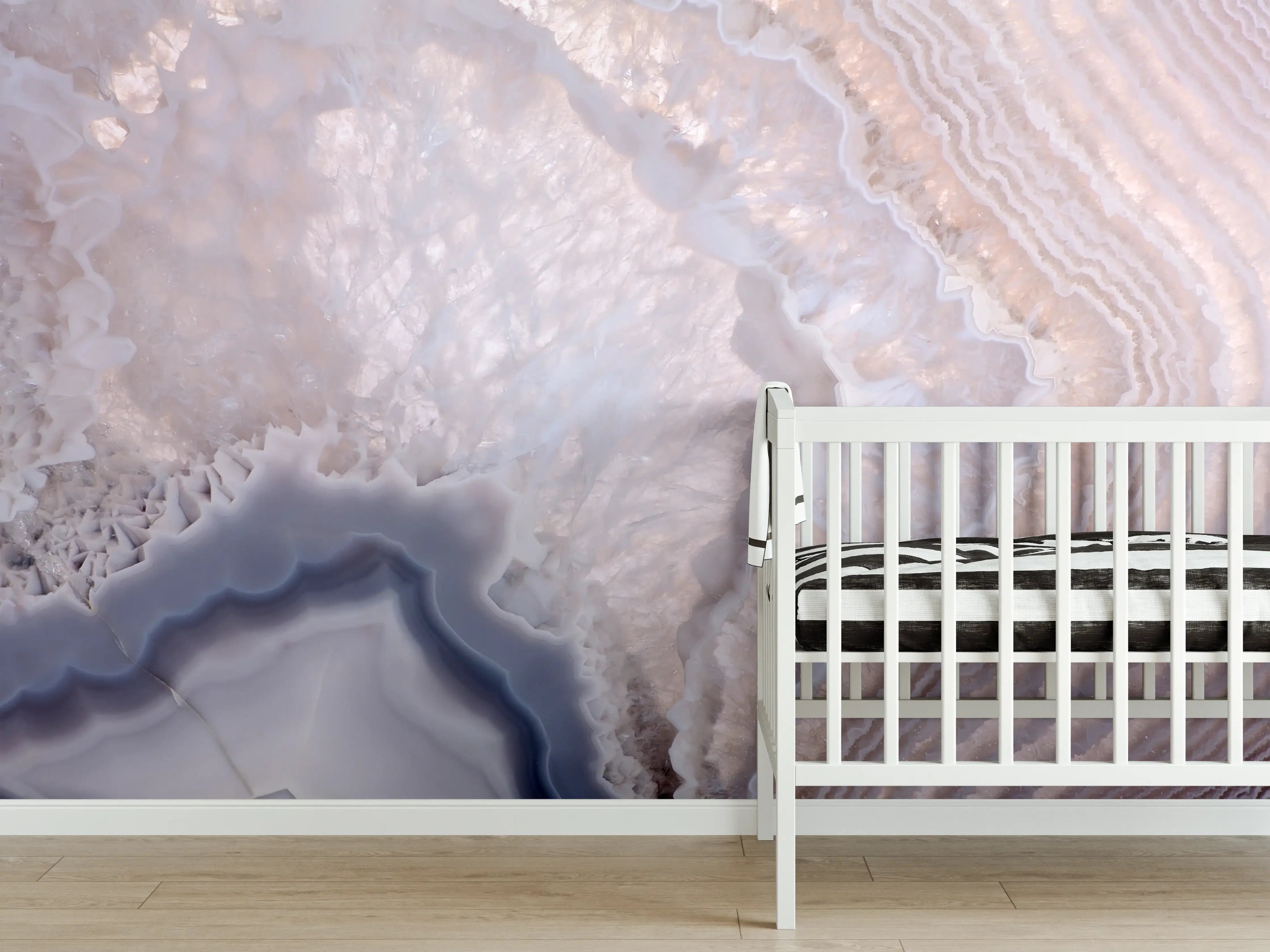 Babyzimmer Wandgestaltung - Quarz in Wellenstruktur 