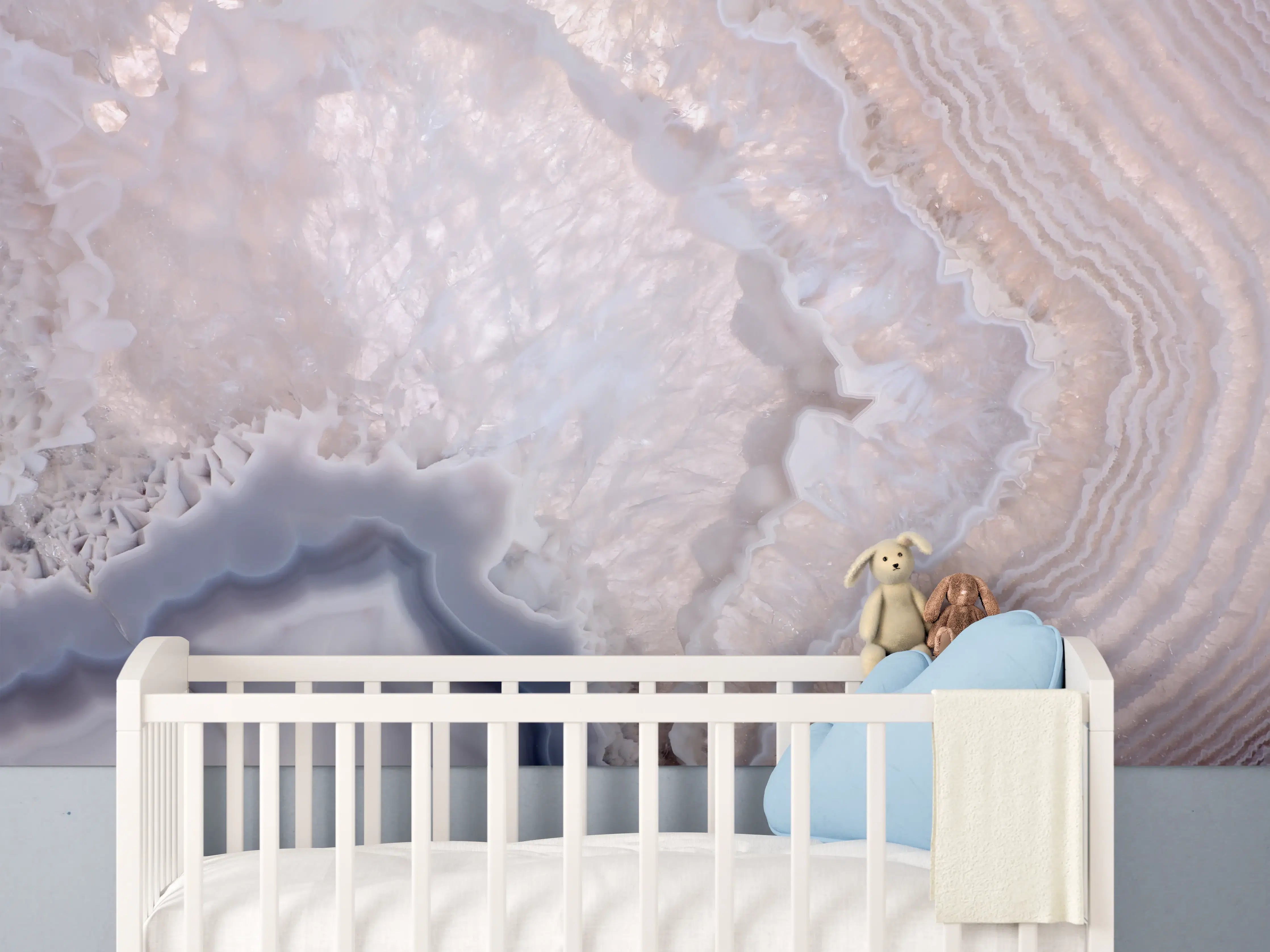 Babyzimmer Wandgestaltung - Quarz in Wellenstruktur 