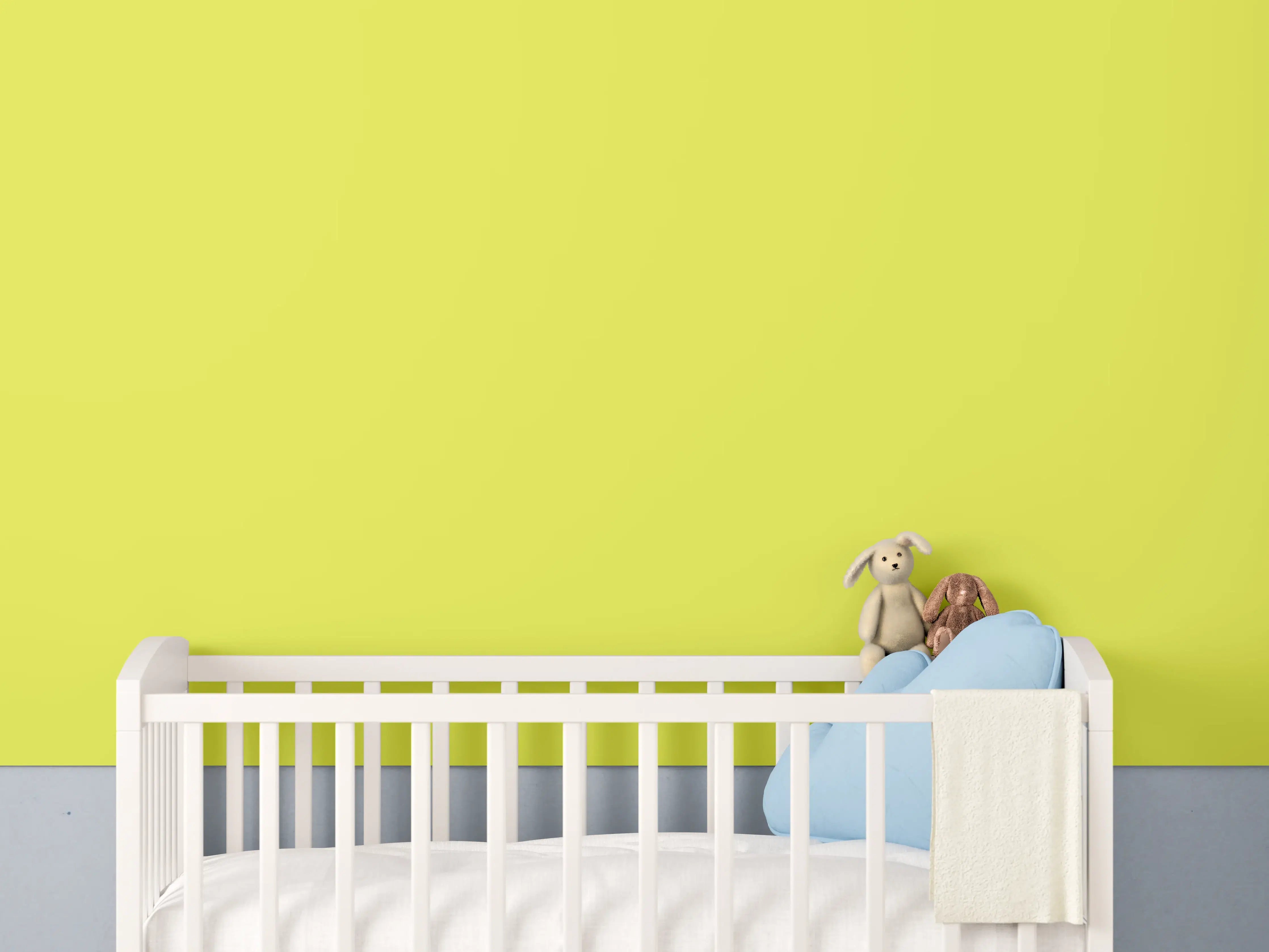 Babyzimmer Wandgestaltung - RAL 1016 (Schwefelgelb)