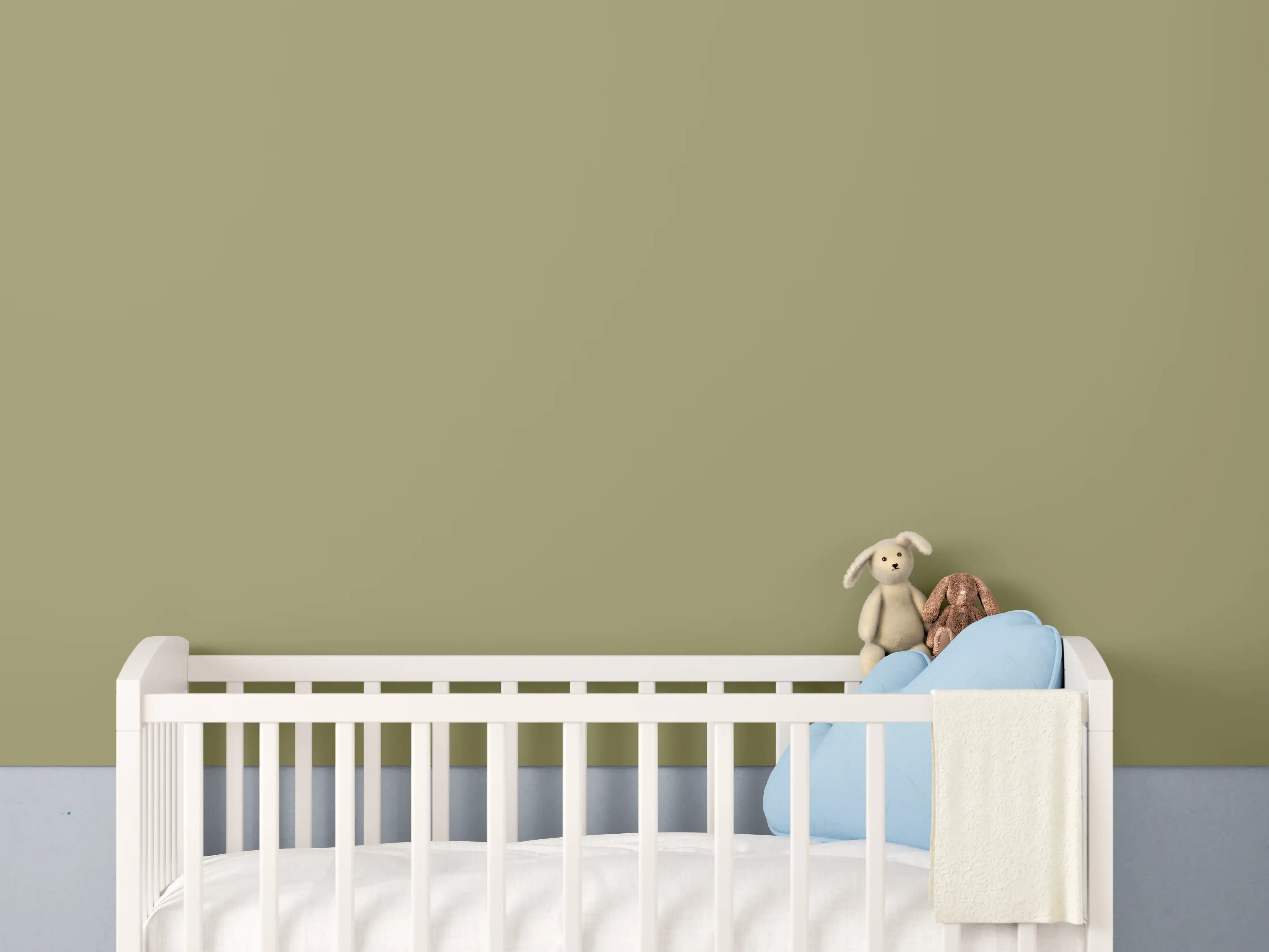 Babyzimmer Wandgestaltung - RAL 1020 (olivgelb)