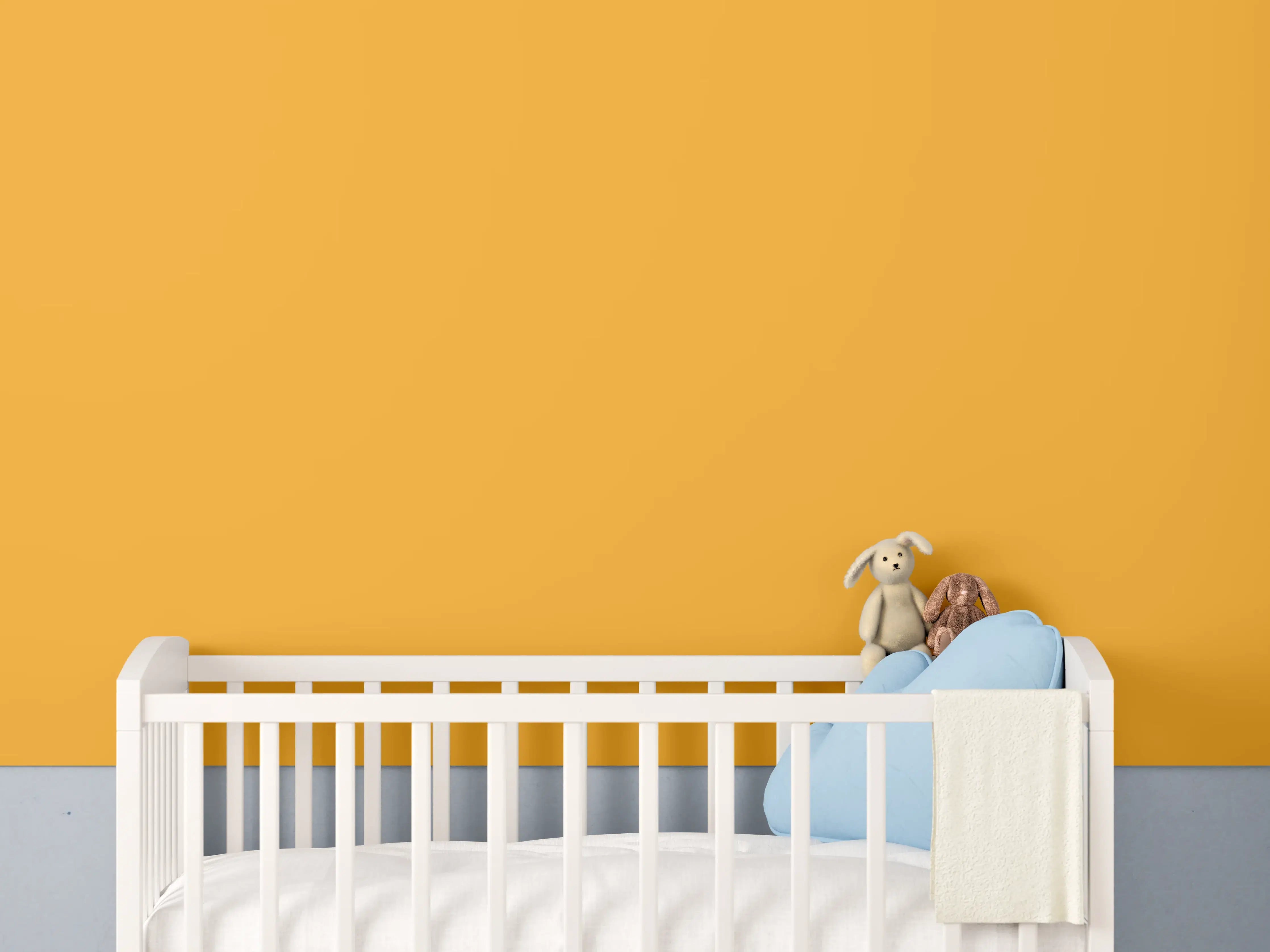 Babyzimmer Wandgestaltung - RAL 1033 (Dahliengelb)
