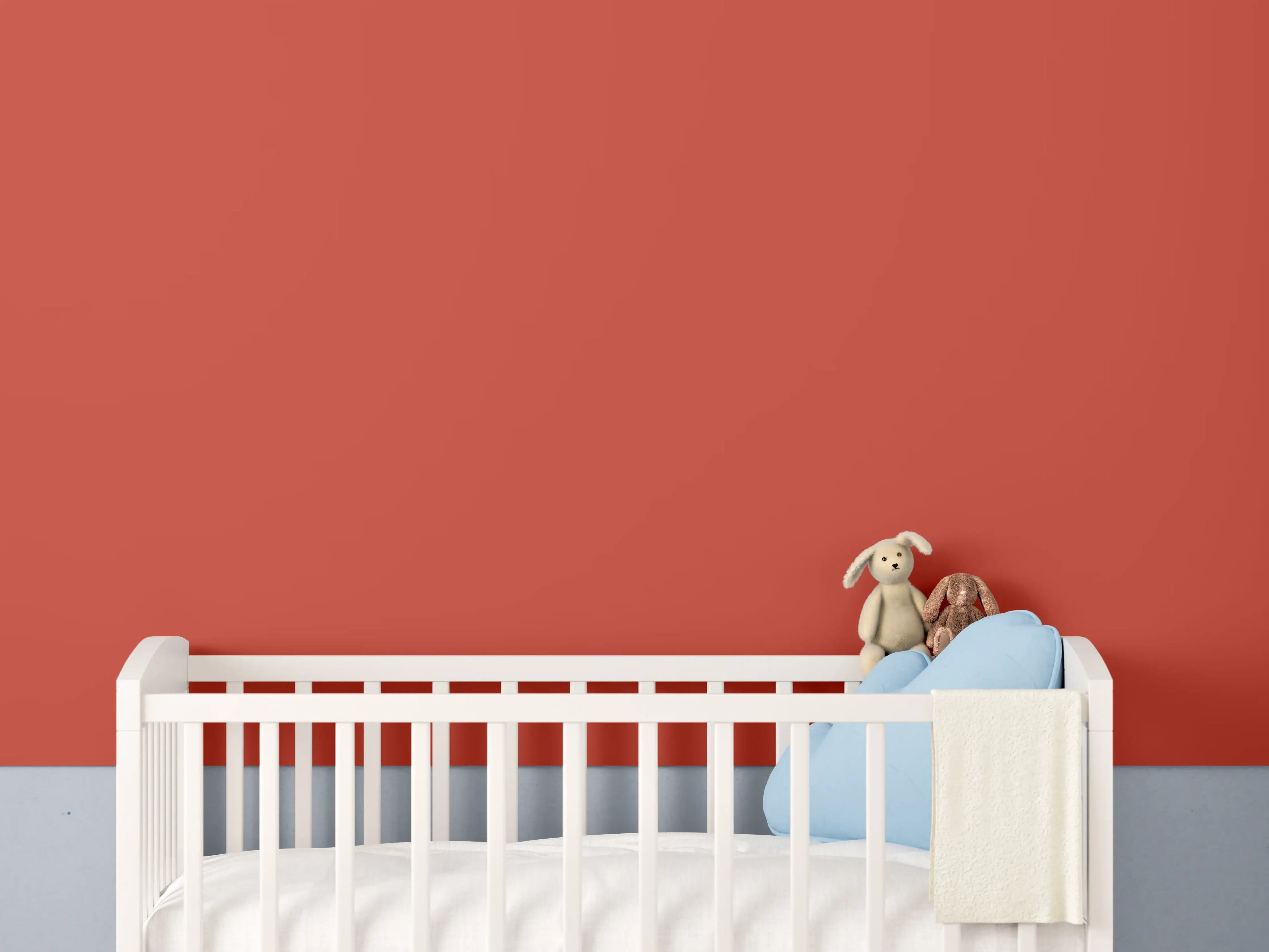 Babyzimmer Wandgestaltung - RAL 2002 (Zinnoberrot)