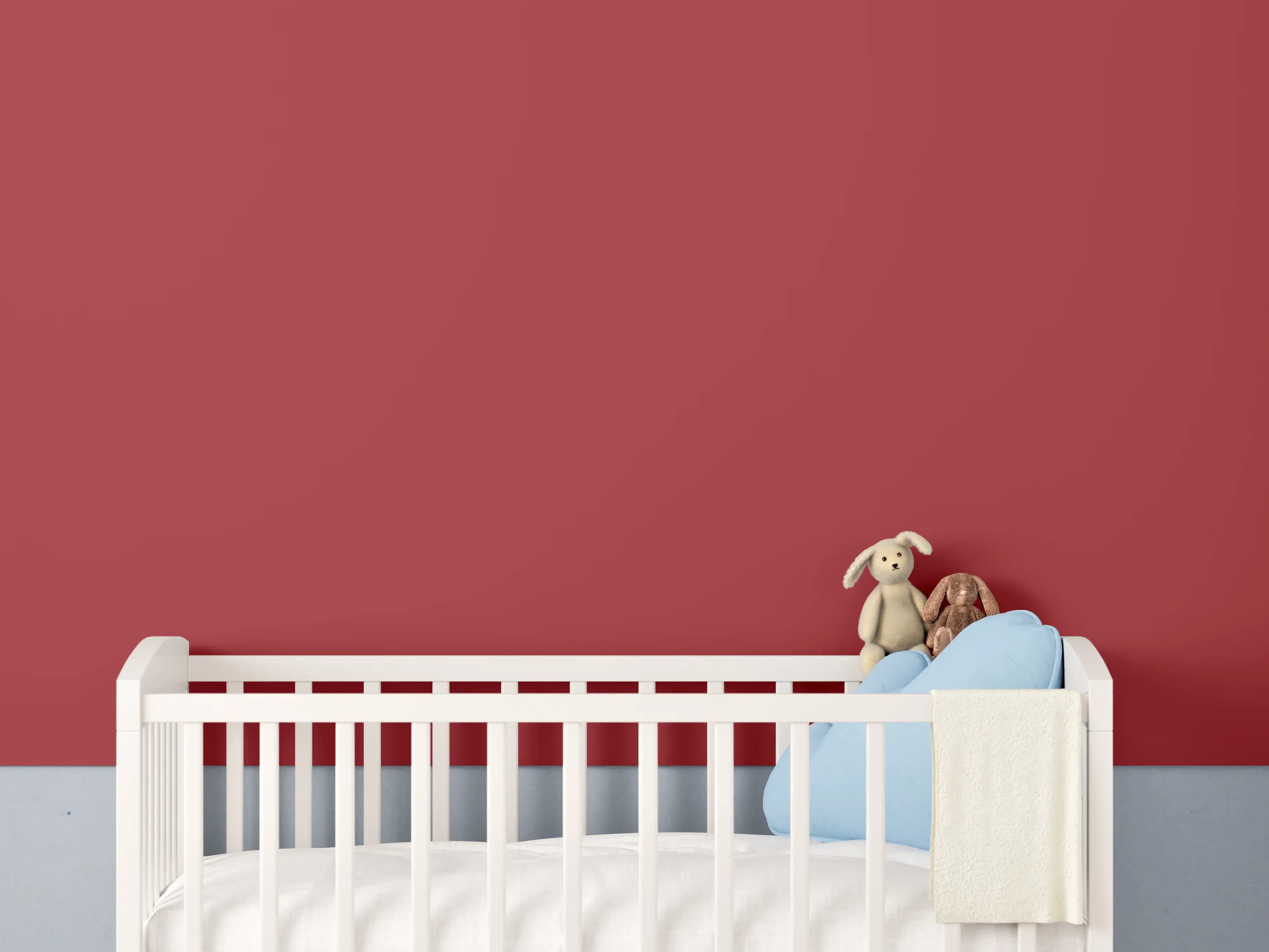 Babyzimmer Wandgestaltung - RAL 3002 (Karminrot)