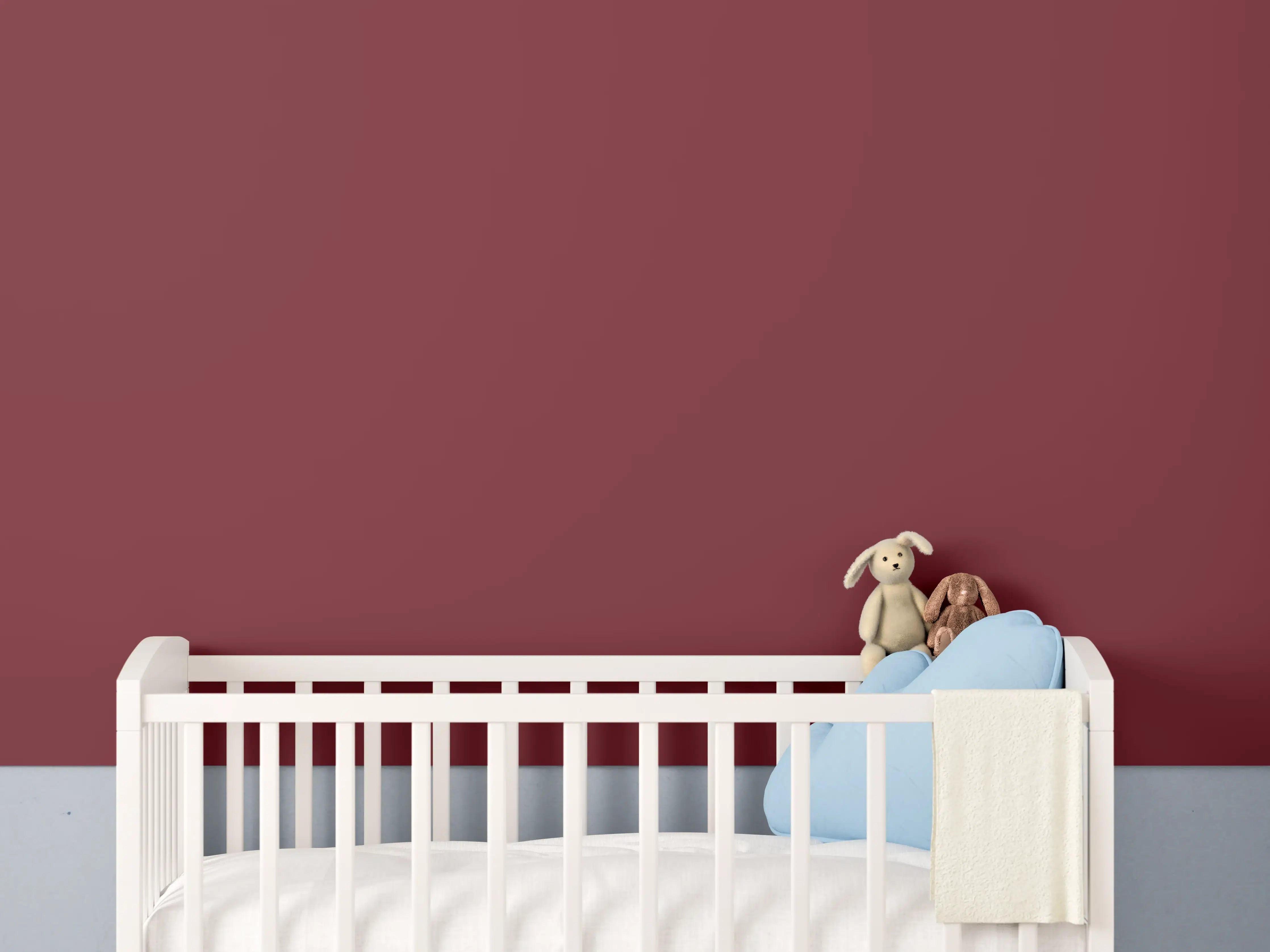 Babyzimmer Wandgestaltung - RAL 3004 (Purpurrot)