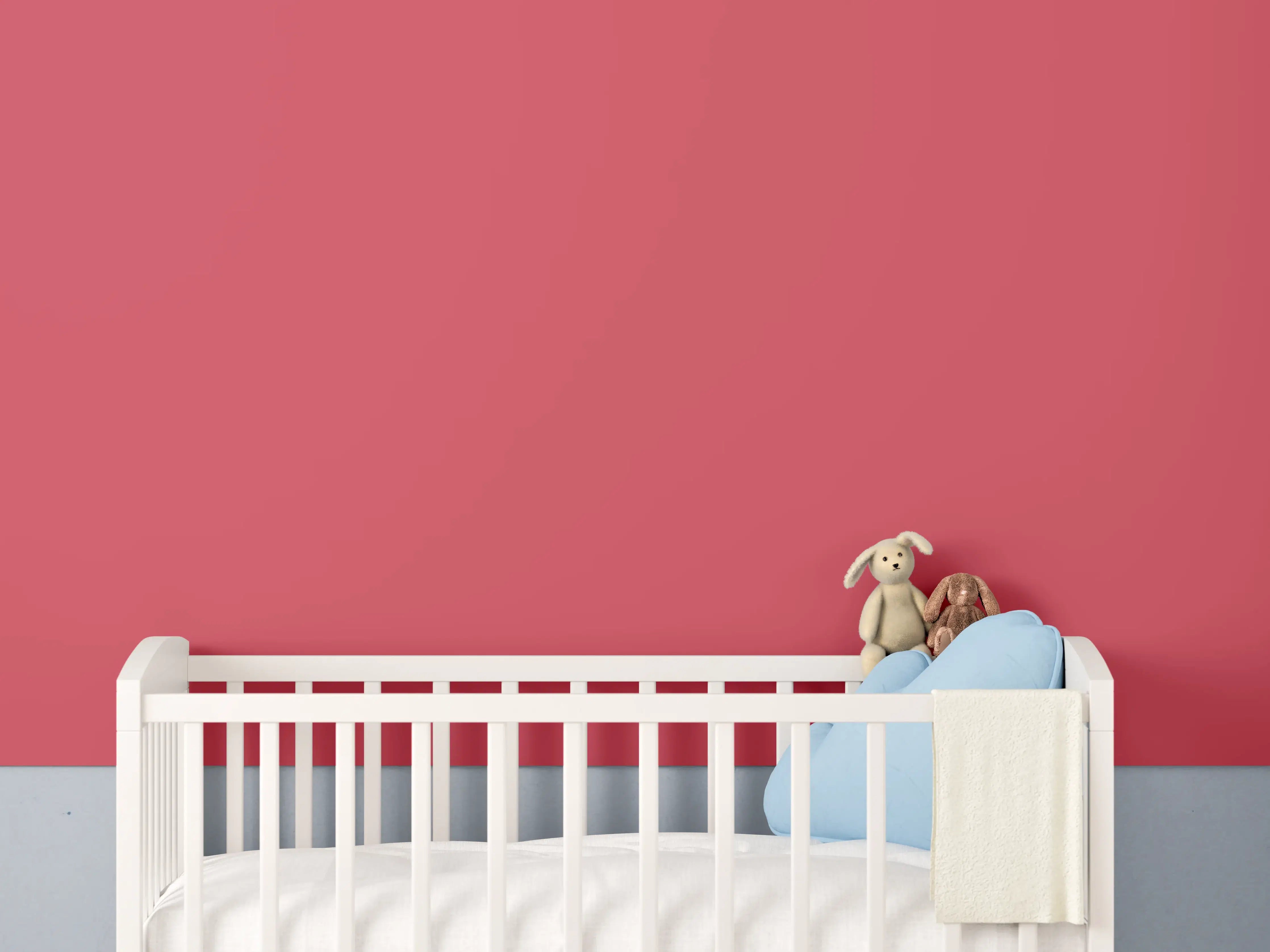 Babyzimmer Wandgestaltung - RAL 3018 (erdbeerrot)