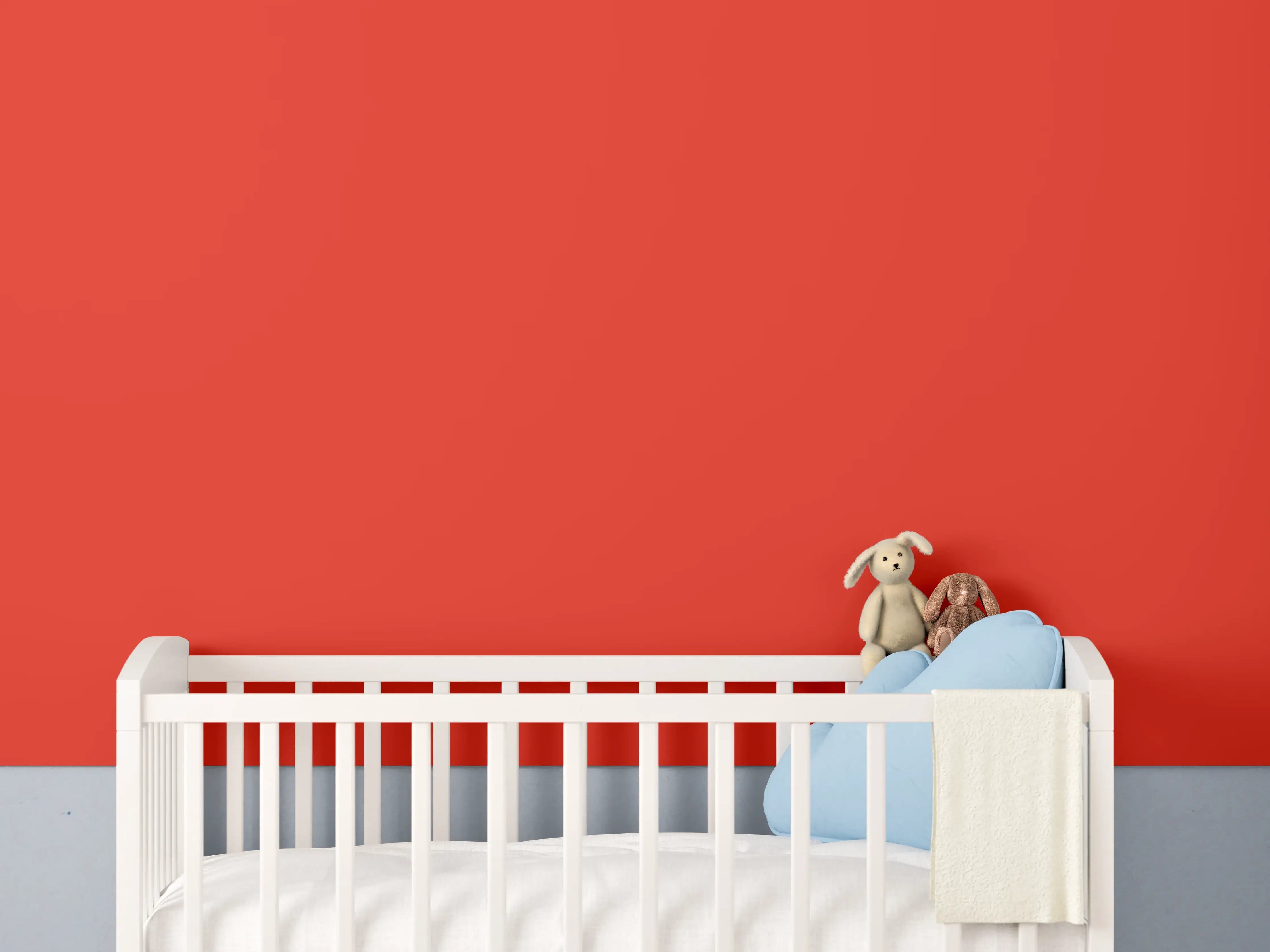 Babyzimmer Wandgestaltung - RAL 3028 (Reines Rot)