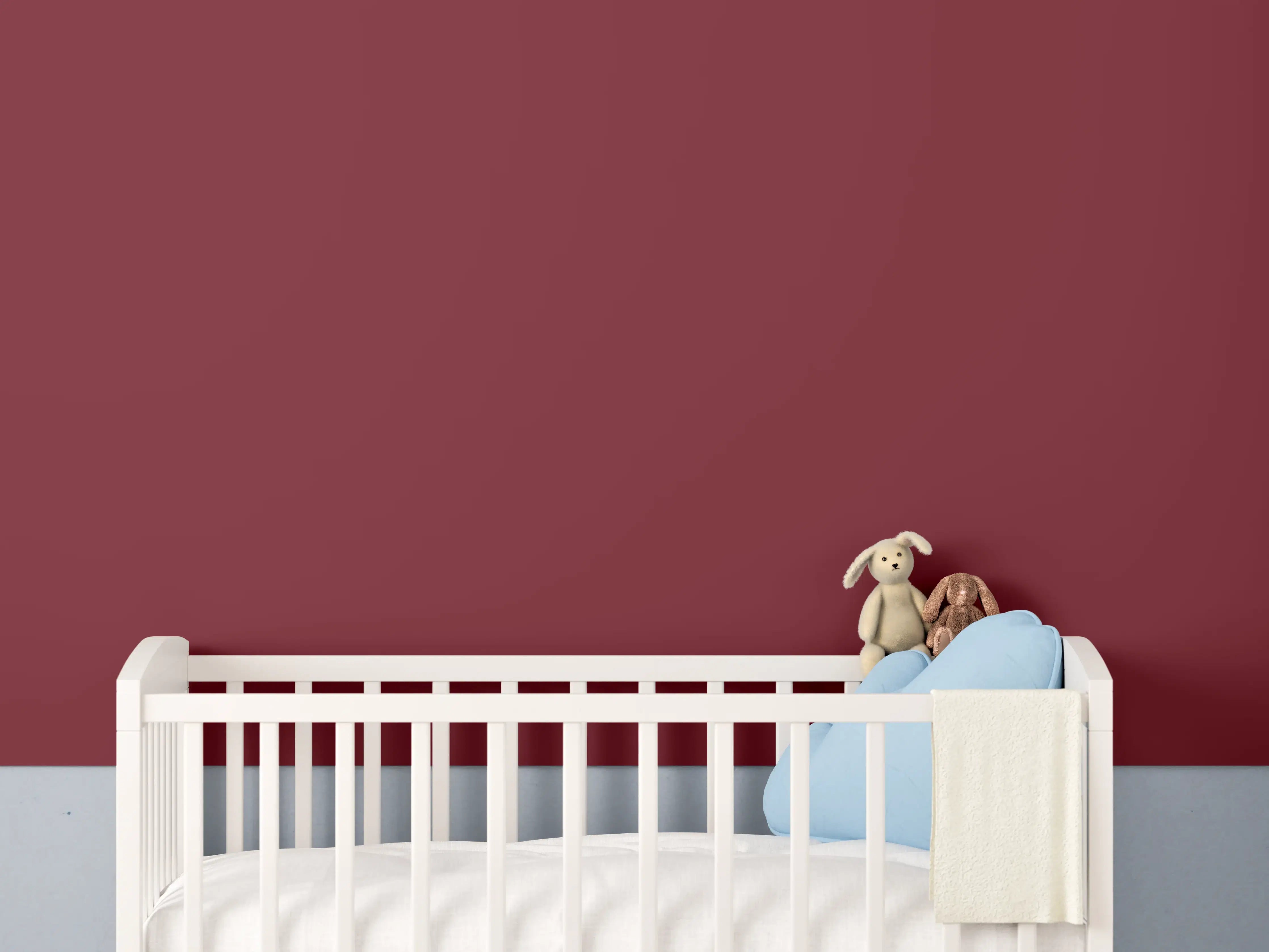 Babyzimmer Wandgestaltung - RAL 3032 (Perlrubinrot)