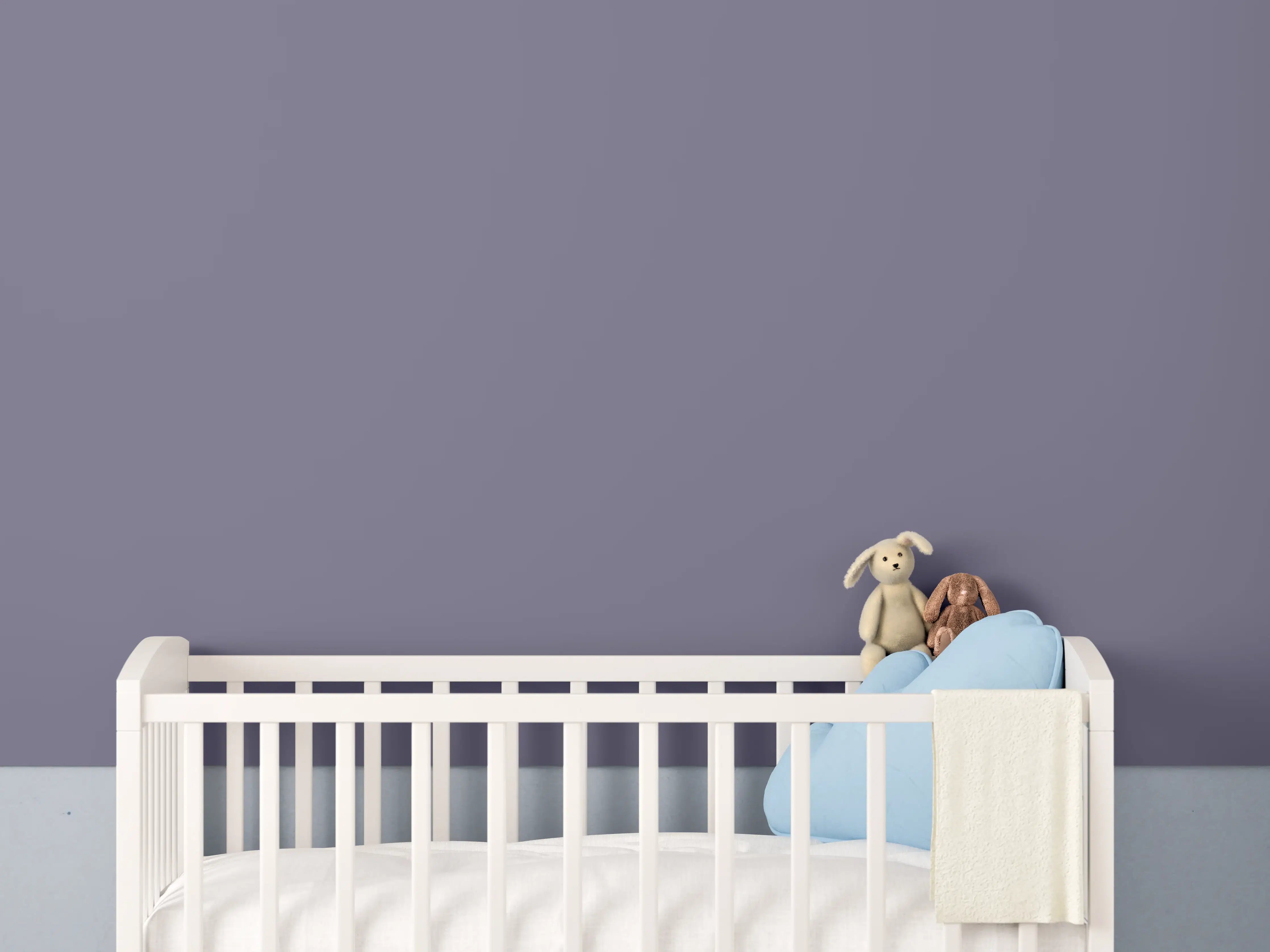 Babyzimmer Wandgestaltung - RAL 4012 (Perlbrombeere)