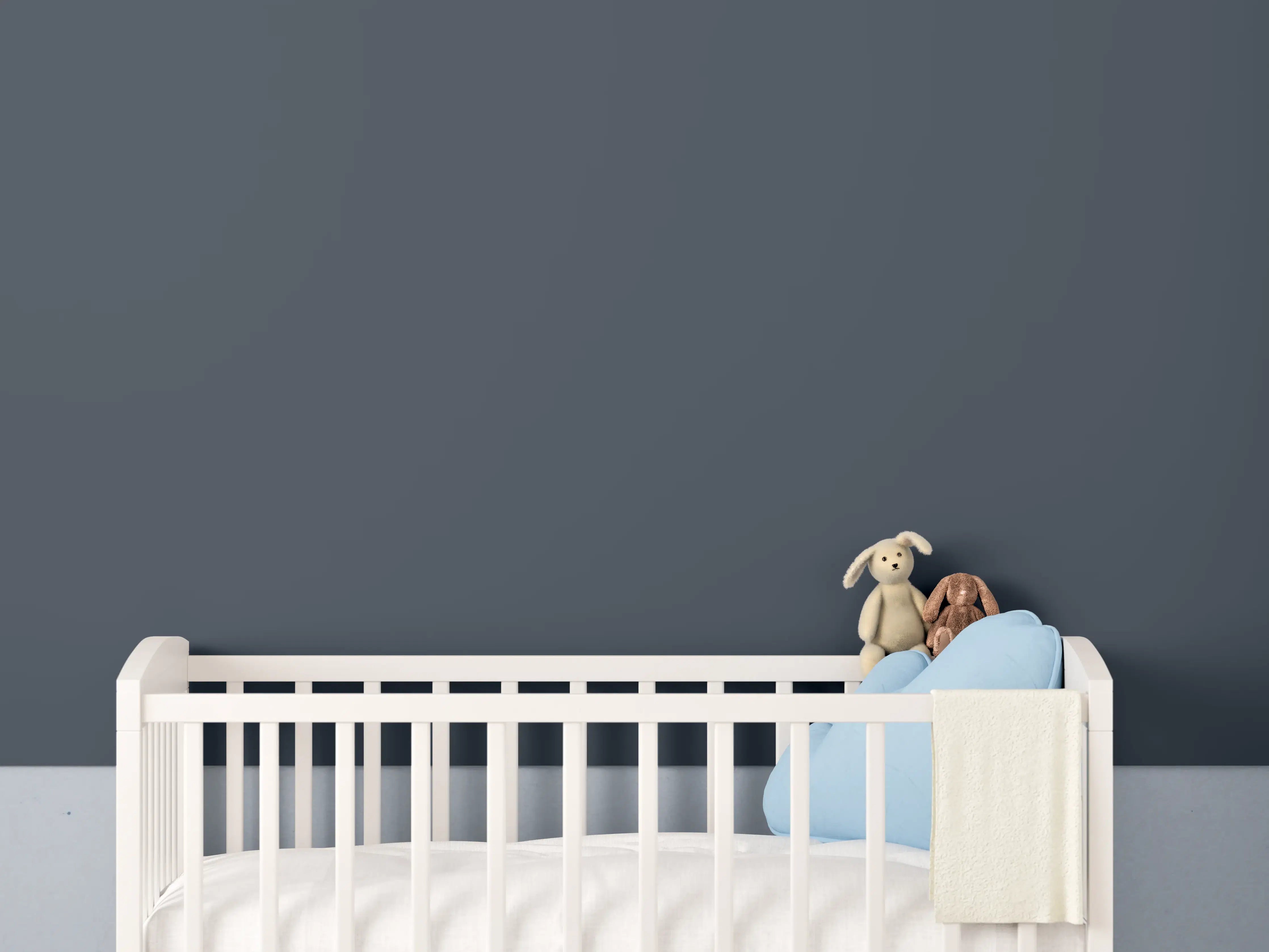 Babyzimmer Wandgestaltung - RAL 5008 (Graublau)