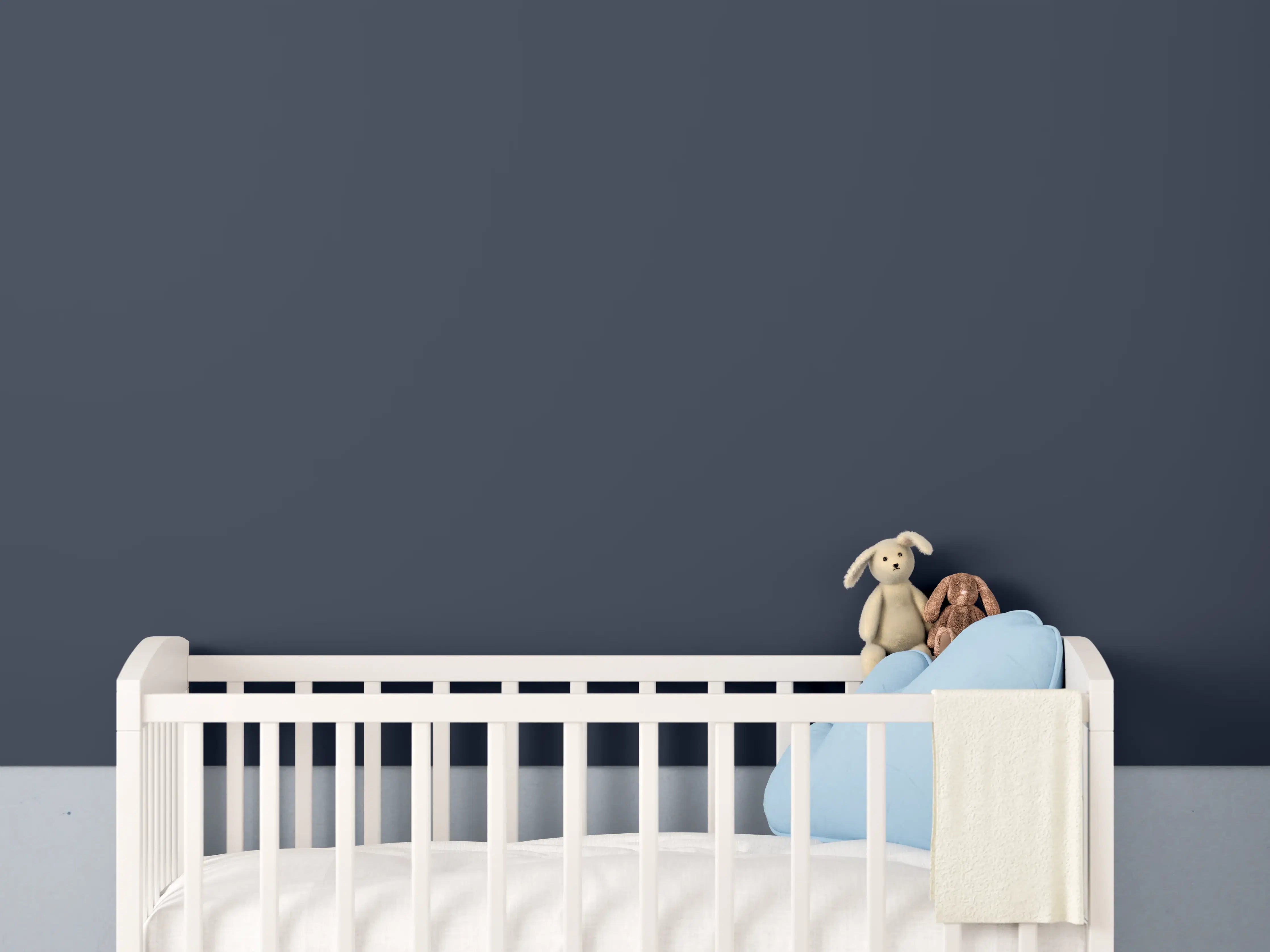 Babyzimmer Wandgestaltung - RAL 5011 (Stahlblau)