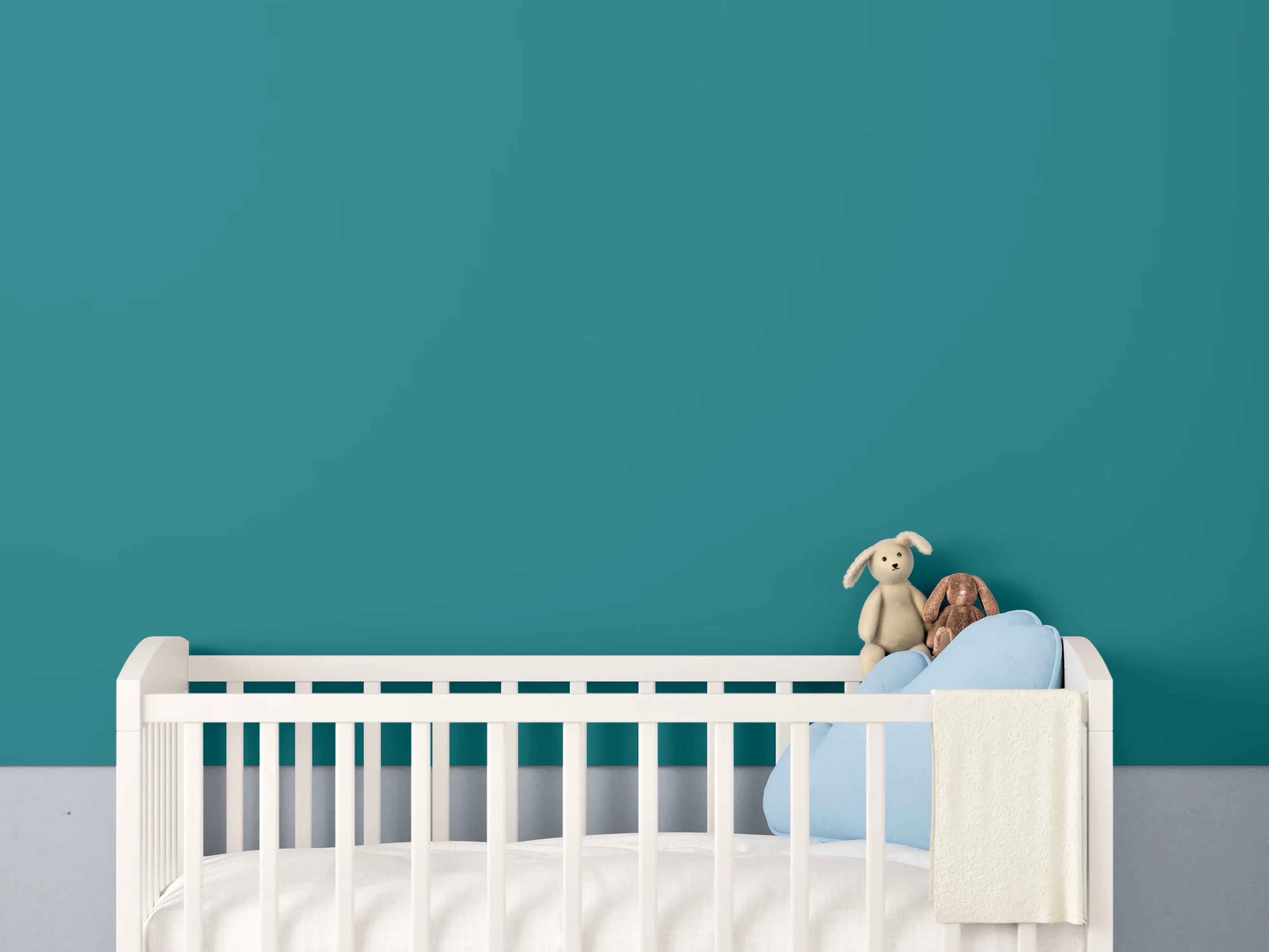 Babyzimmer Wandgestaltung - RAL 5021 (Wasserblau)
