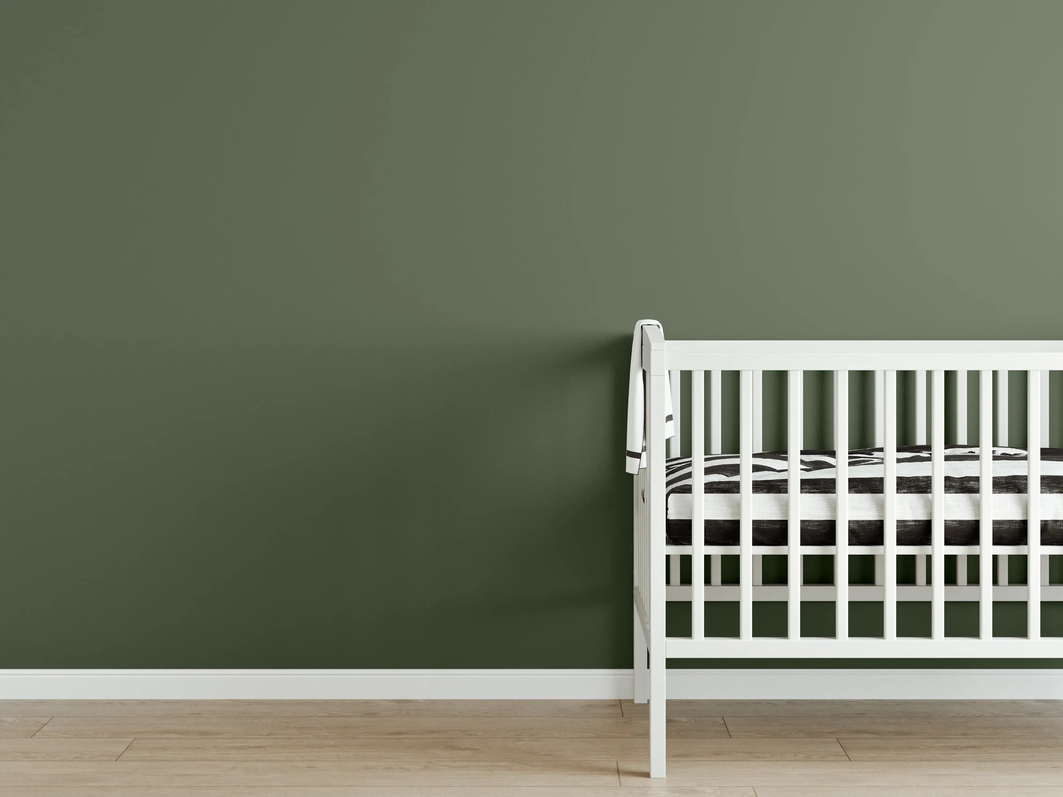 Babyzimmer Wandgestaltung - RAL 6003 (olivgrün)
