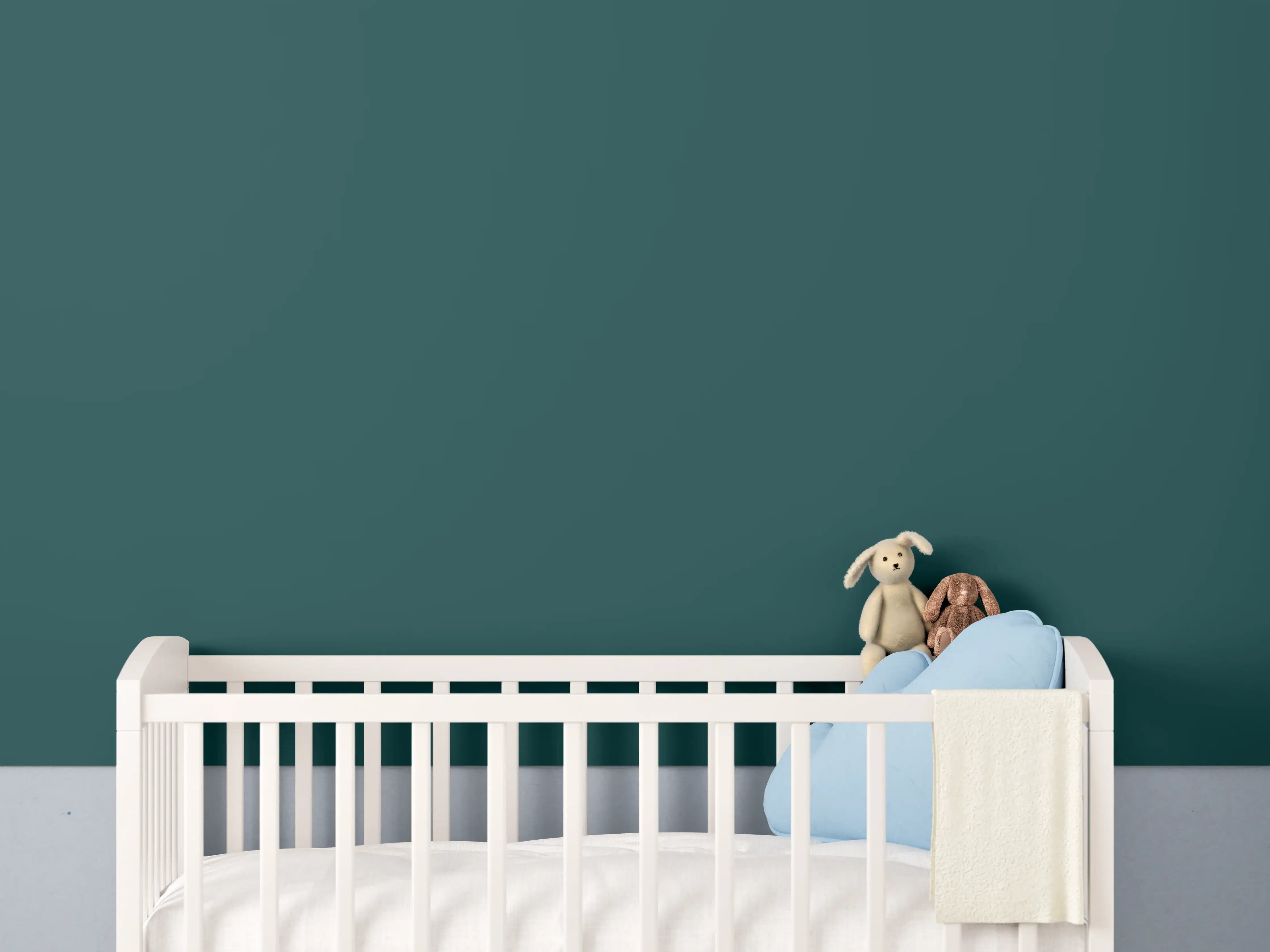 Babyzimmer Wandgestaltung - RAL 6004 (Blaugrün)