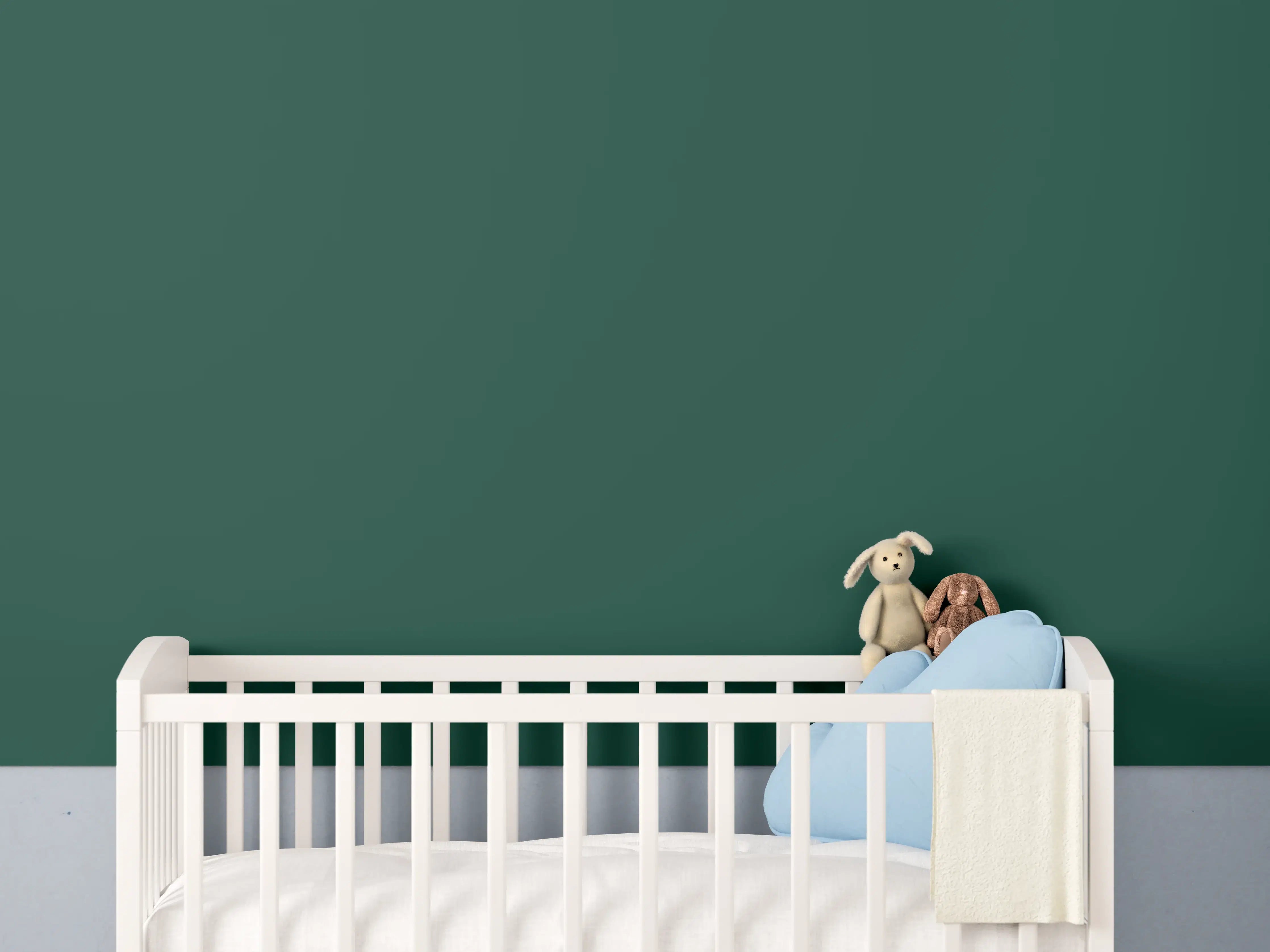 Babyzimmer Wandgestaltung - RAL 6005 (Moosgrün)