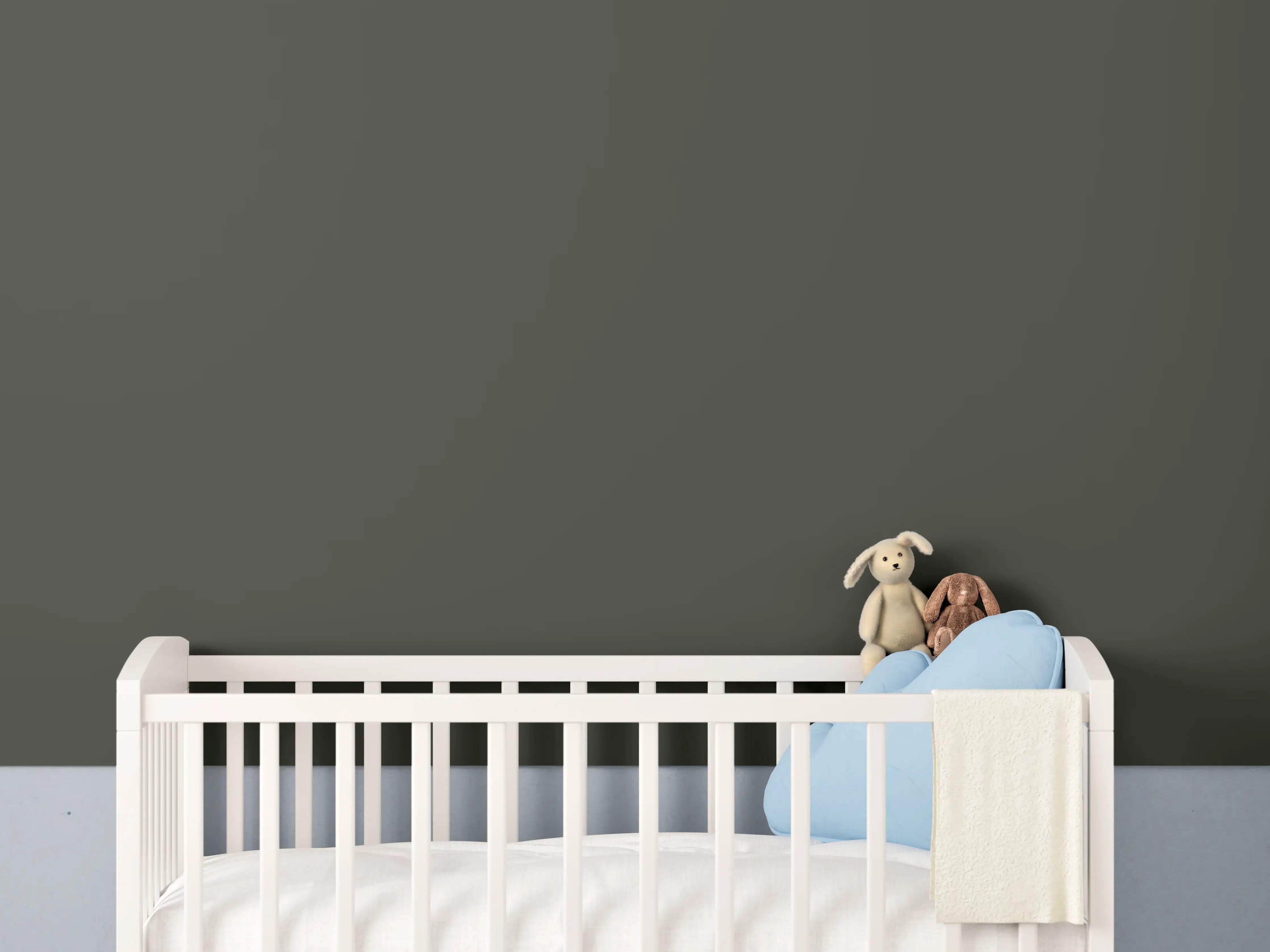 Babyzimmer Wandgestaltung - RAL 6008 (Braungrün)