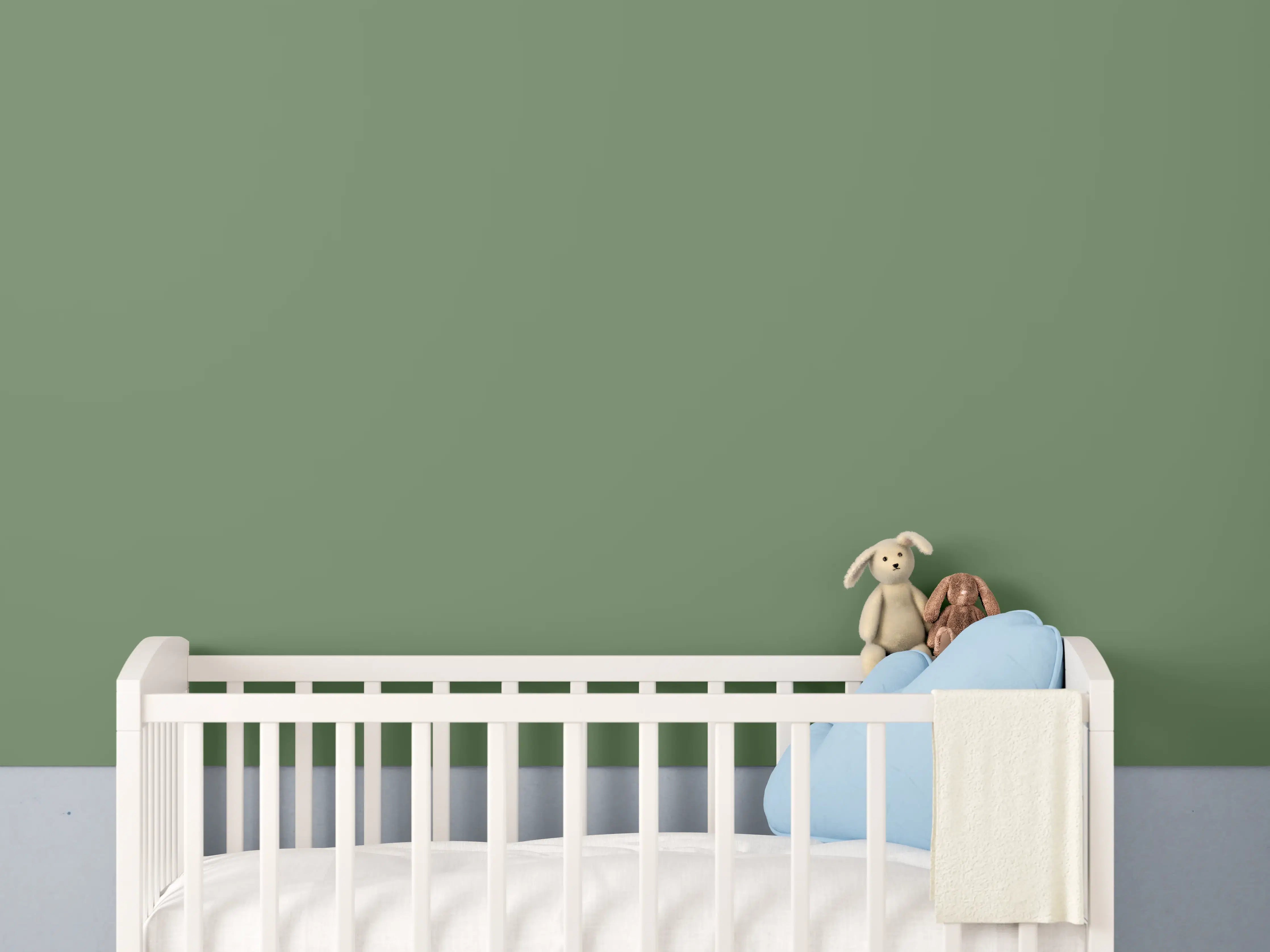 Babyzimmer Wandgestaltung - RAL 6011 (Reseda grün)