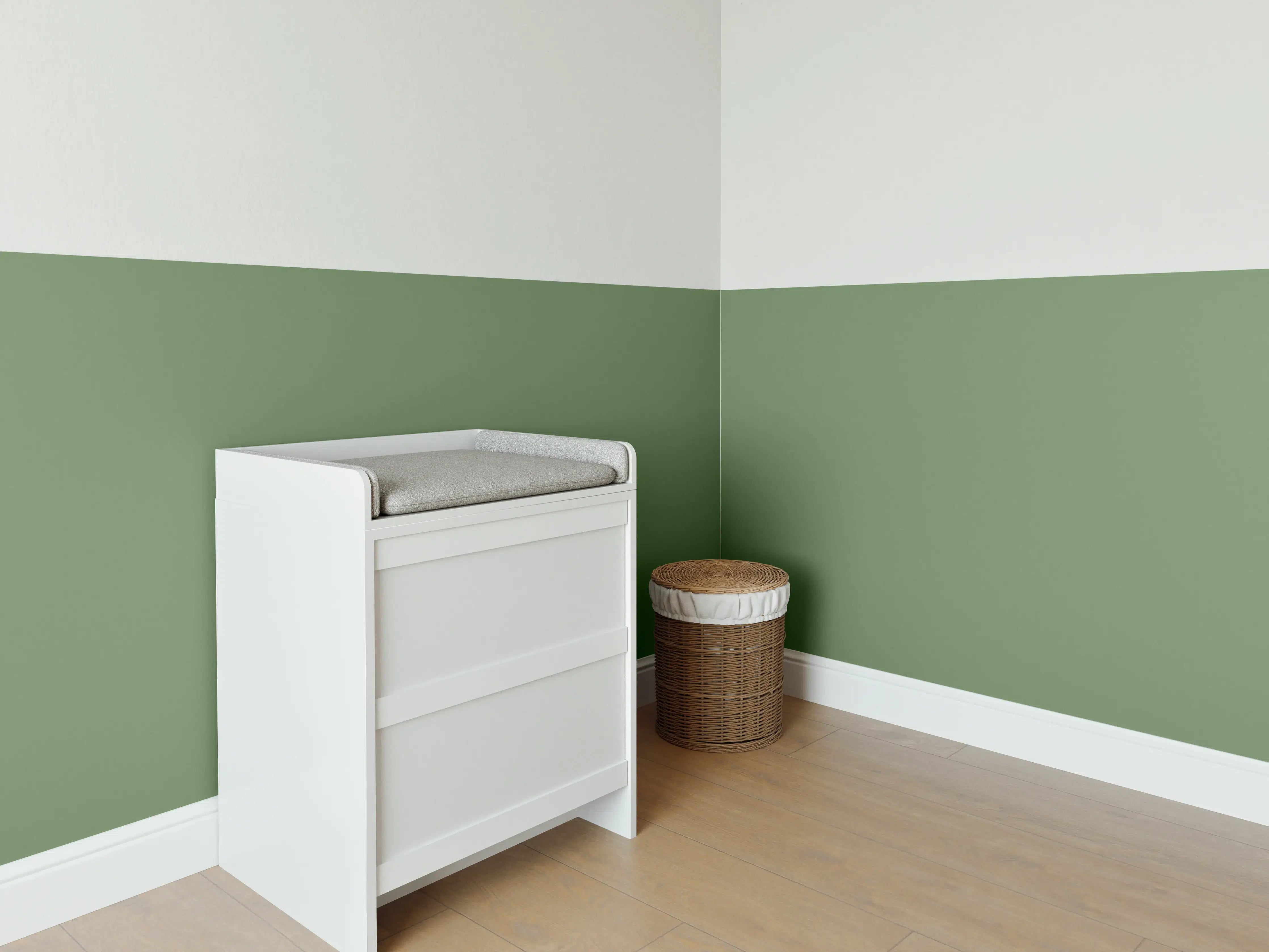Babyzimmer Wandgestaltung - RAL 6011 (Reseda grün)