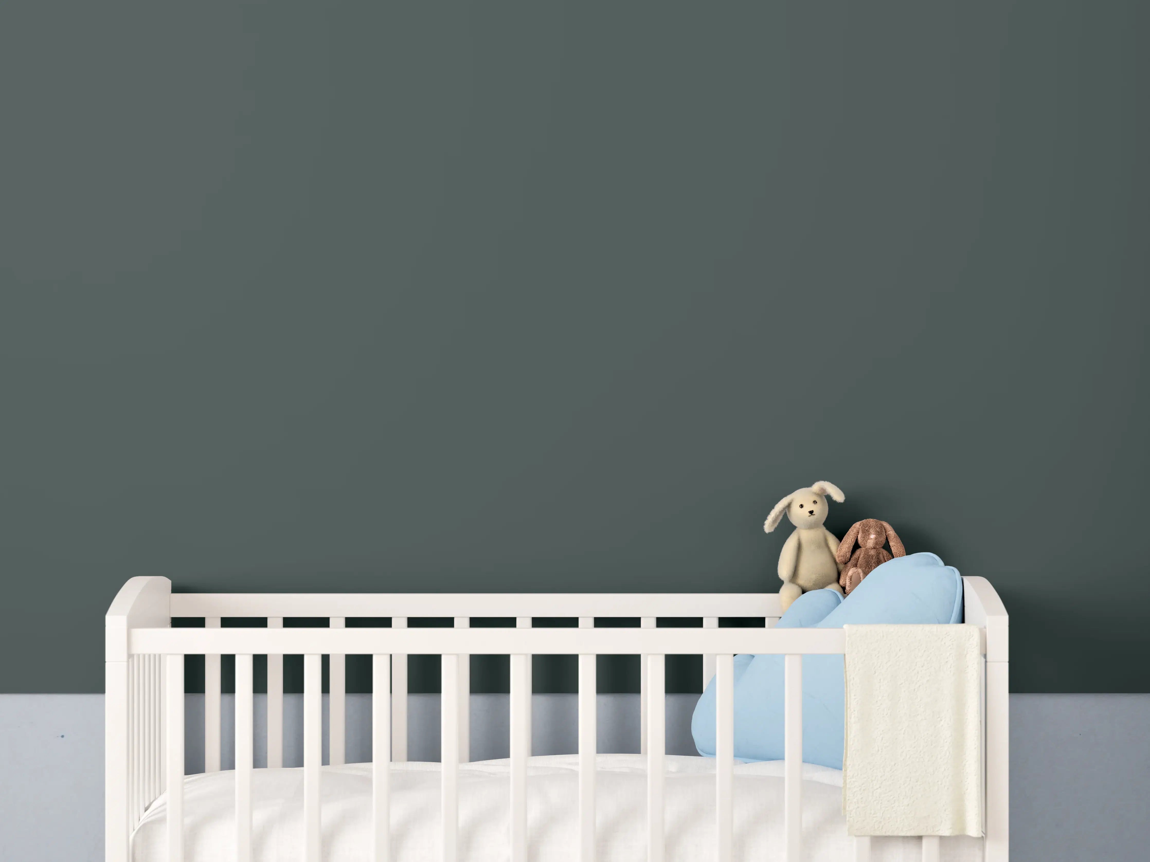Babyzimmer Wandgestaltung - RAL 6012 (Schwarzgrün)