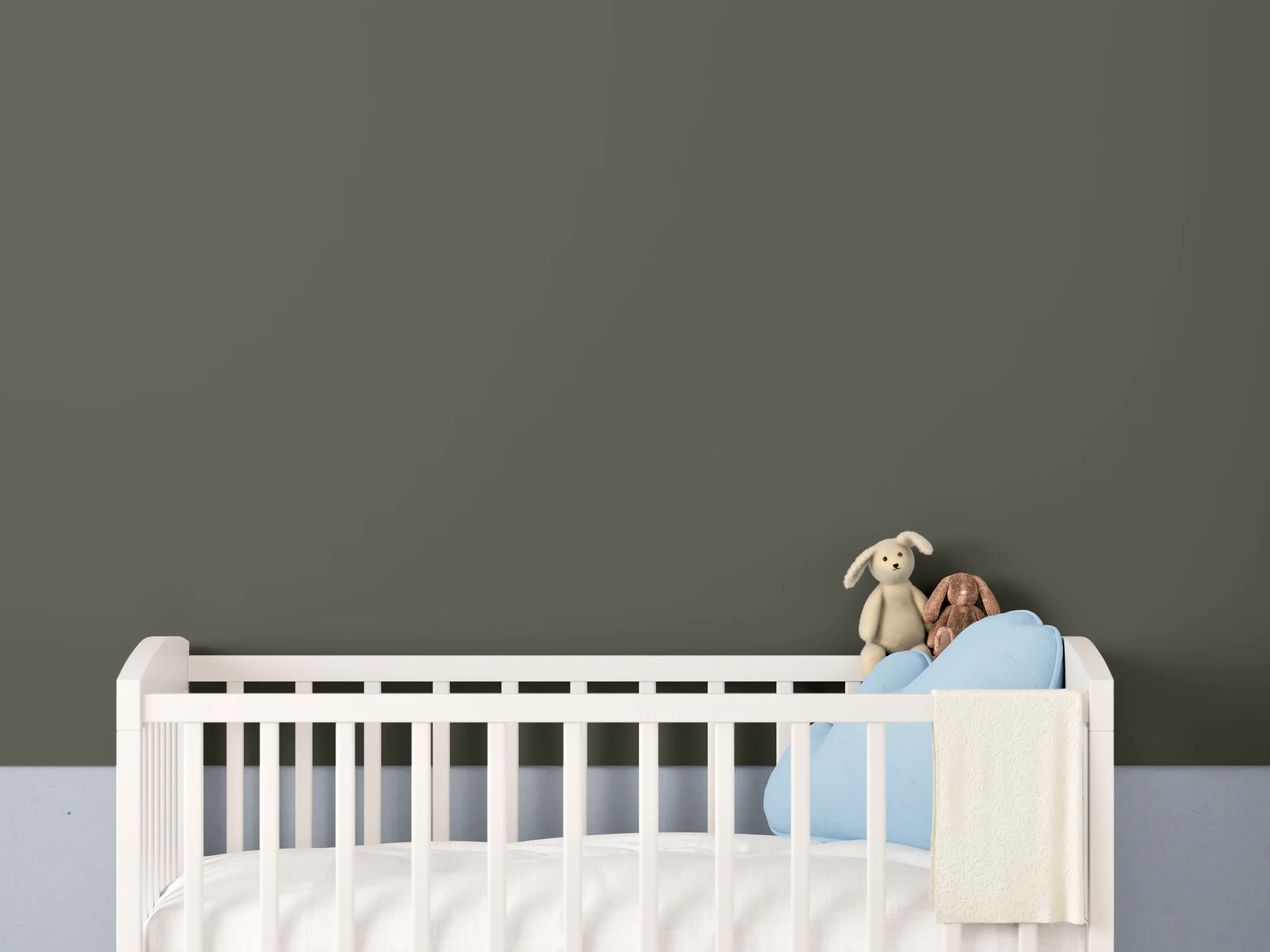 Babyzimmer Wandgestaltung - RAL 6014 (Gelboliv)