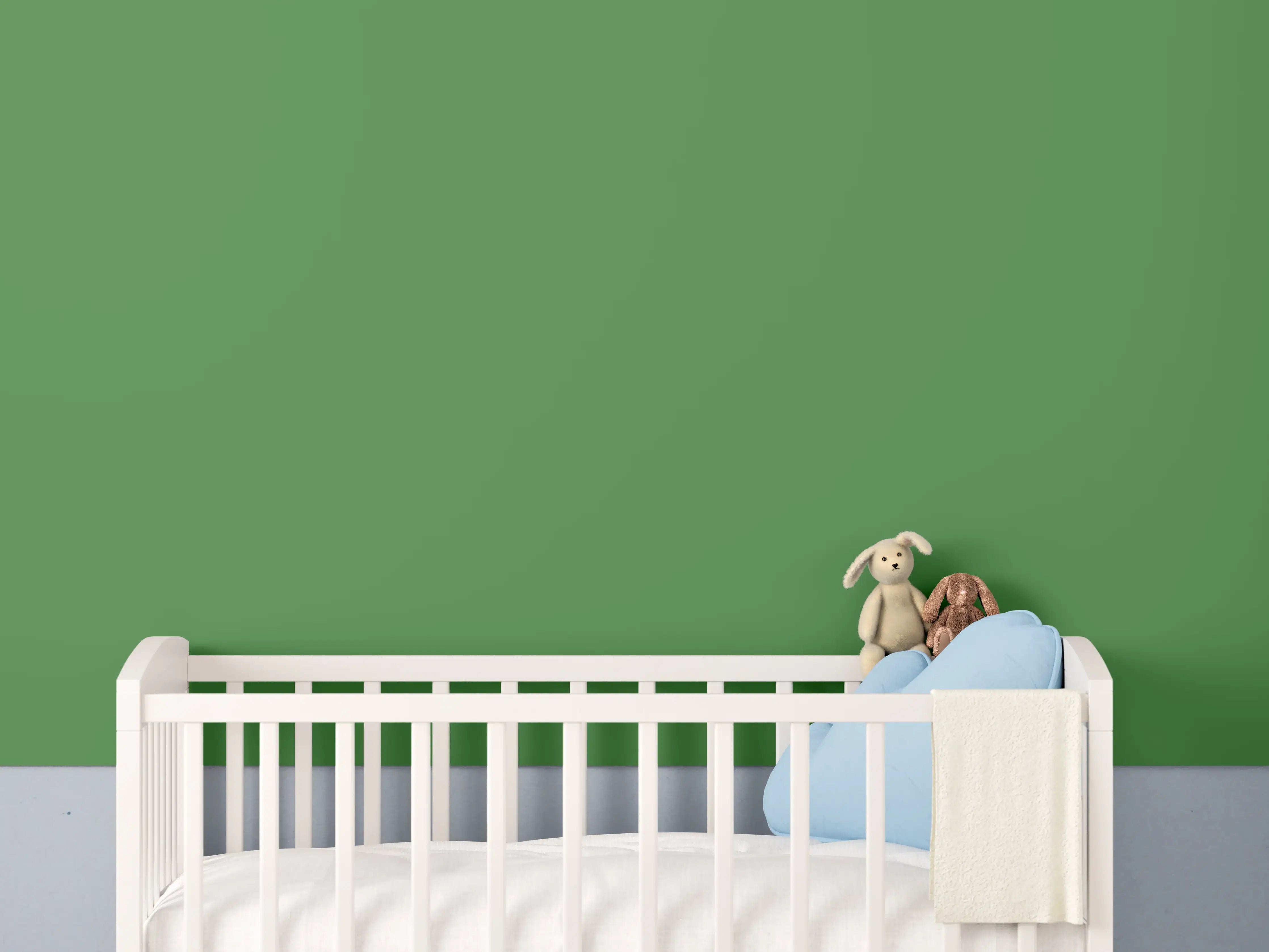Babyzimmer Wandgestaltung - RAL 6017 (Maigrün)