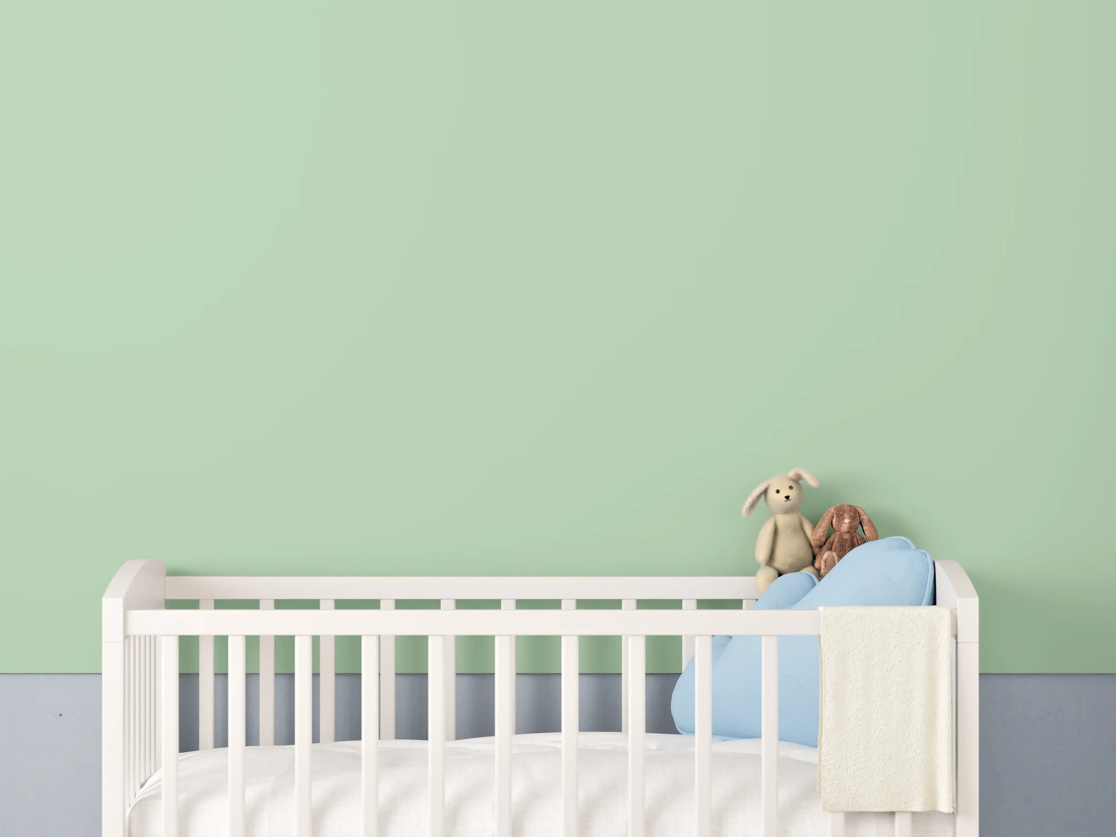 Babyzimmer Wandgestaltung - RAL 6019 (pastellgrün)