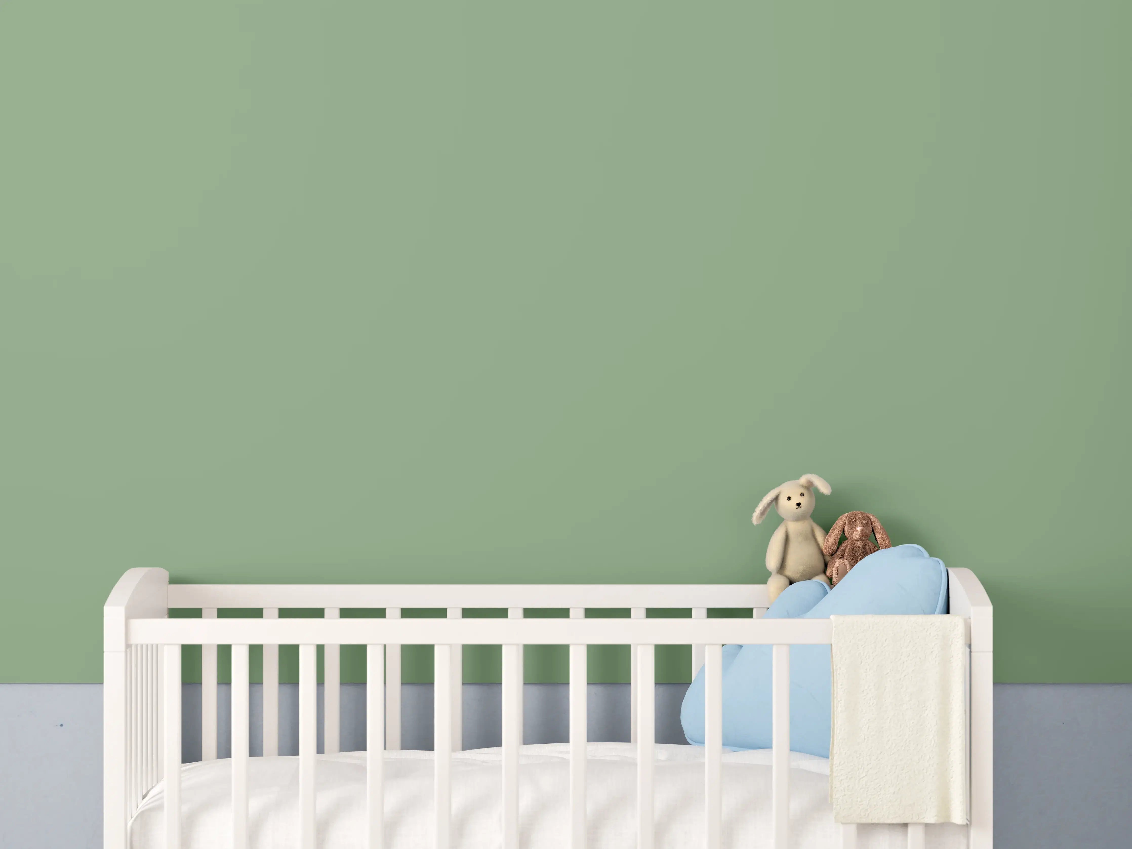 Babyzimmer Wandgestaltung - RAL 6021 (Blassgrün)
