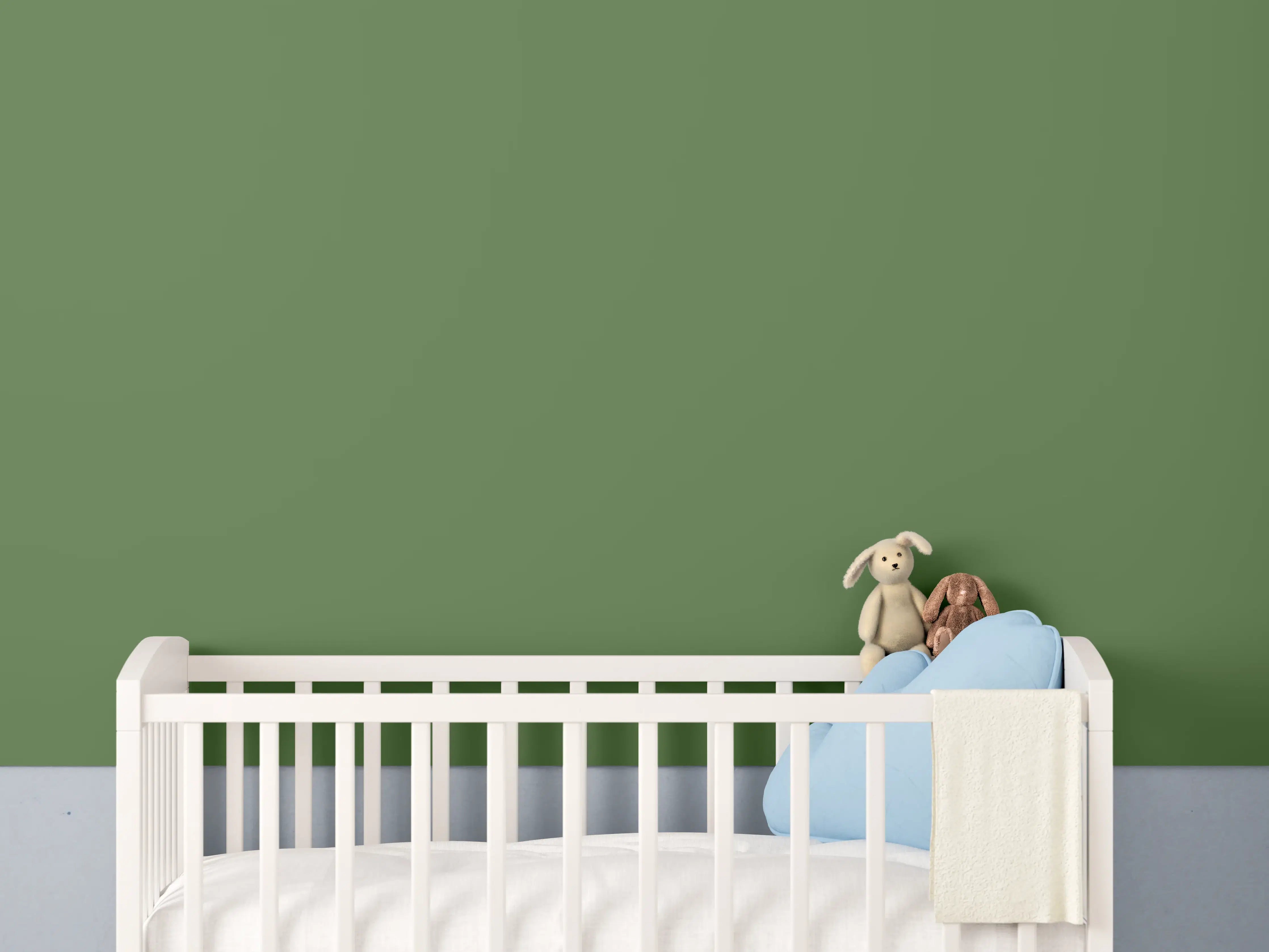 Babyzimmer Wandgestaltung - RAL 6025 (Farngrün)