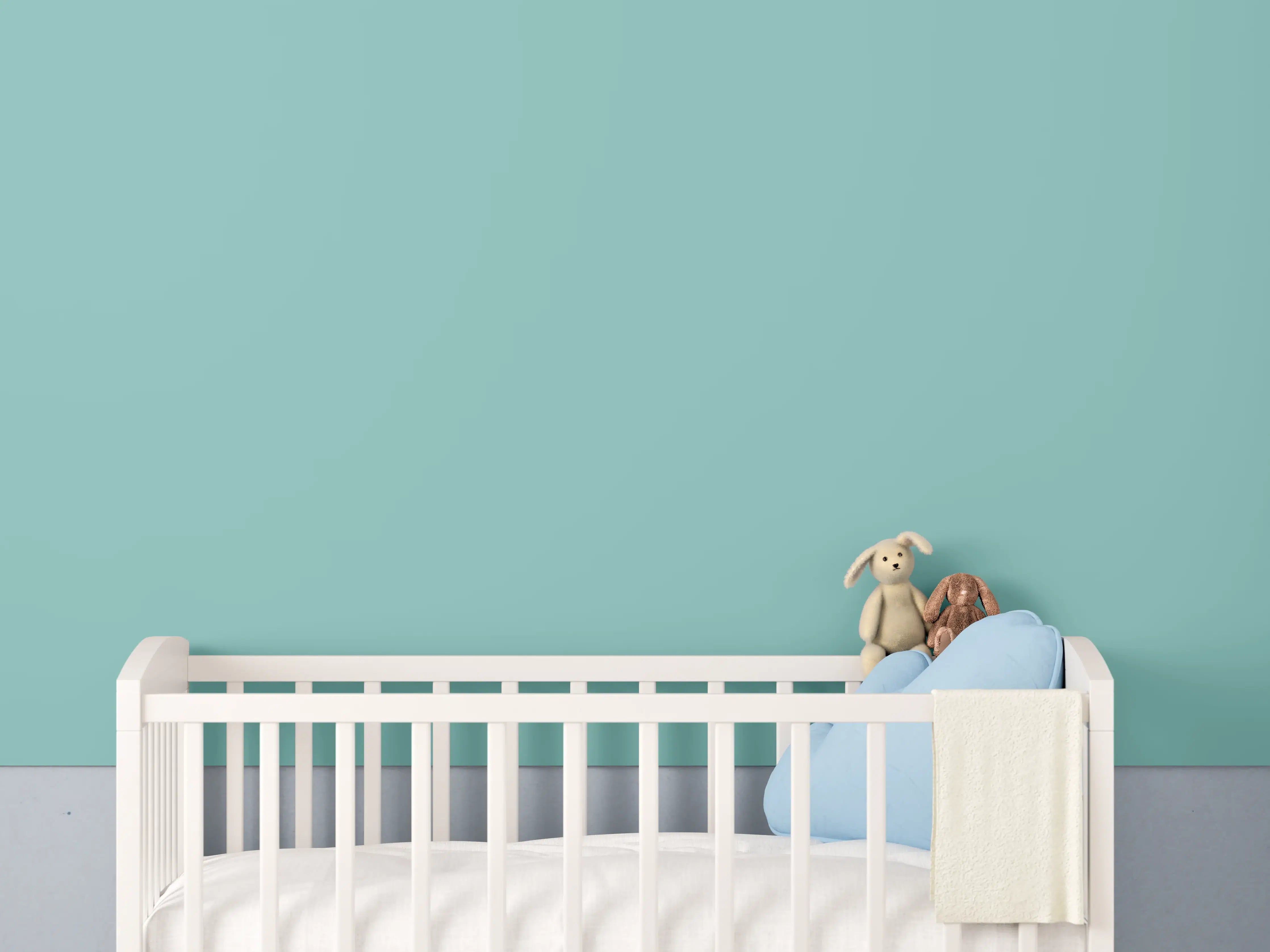 Babyzimmer Wandgestaltung - RAL 6027 (Hellgrün)