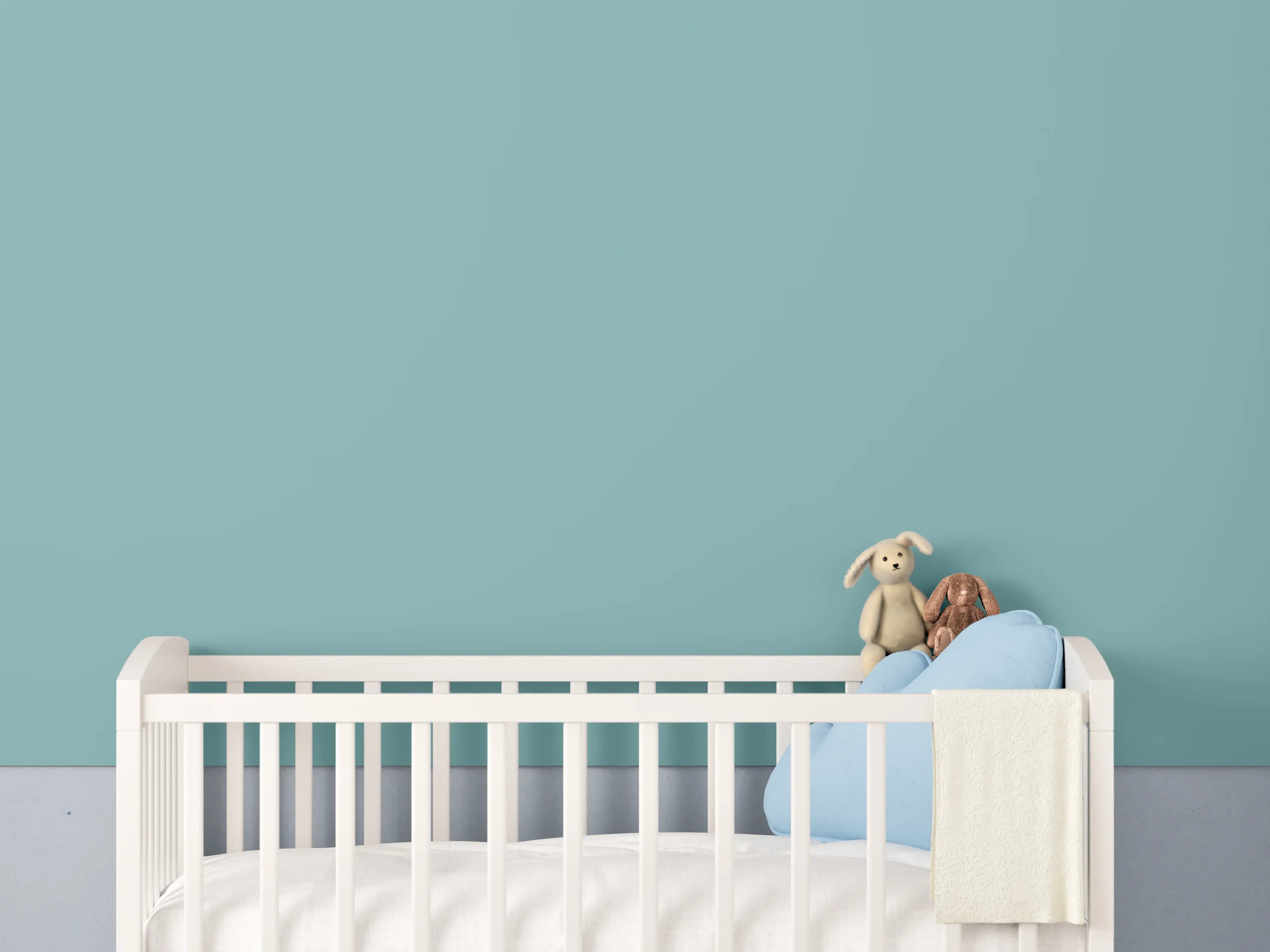 Babyzimmer Wandgestaltung - RAL 6034 (Pastell-Türkis)