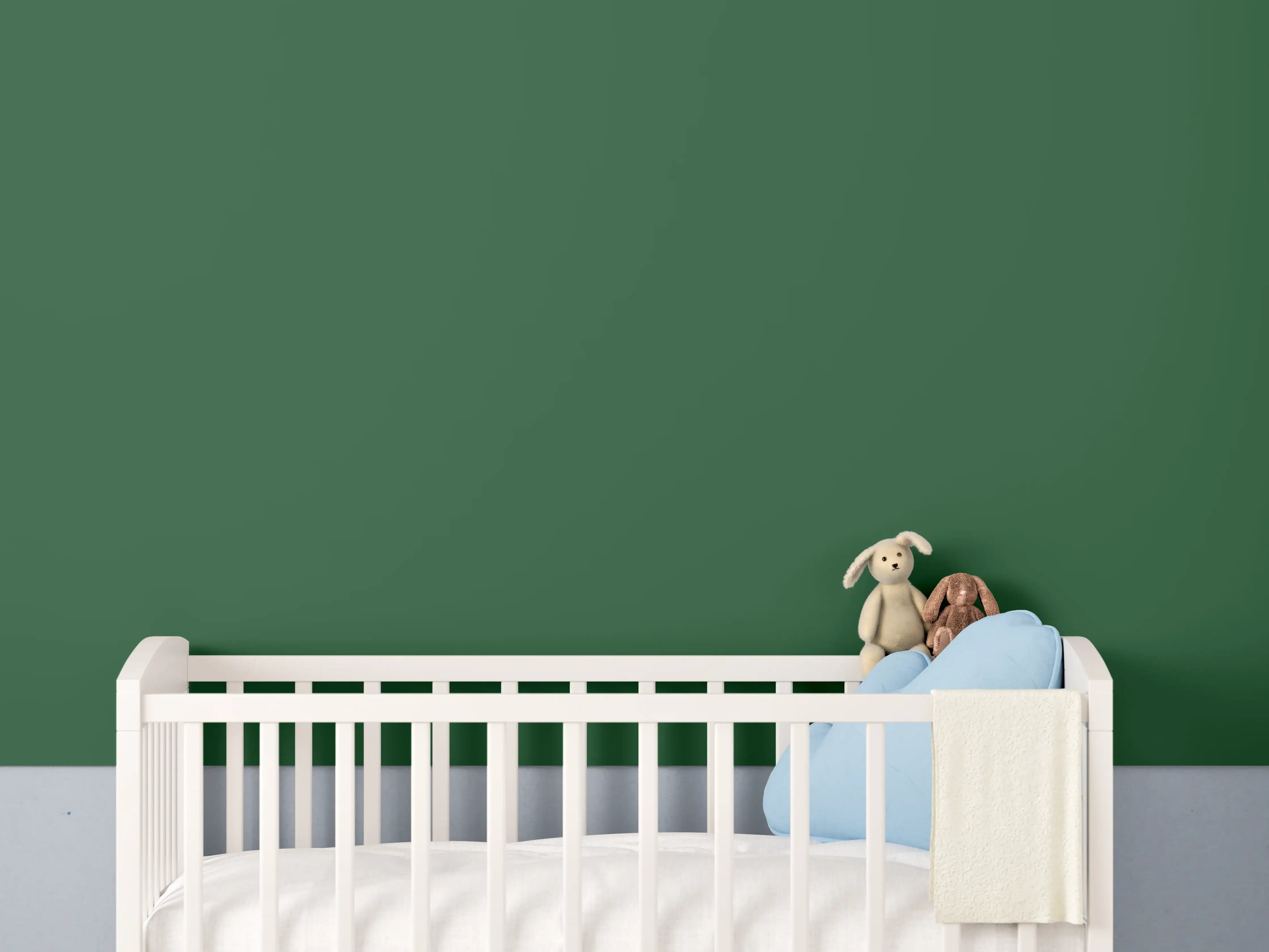 Babyzimmer Wandgestaltung - RAL 6035 (Perlgrün)